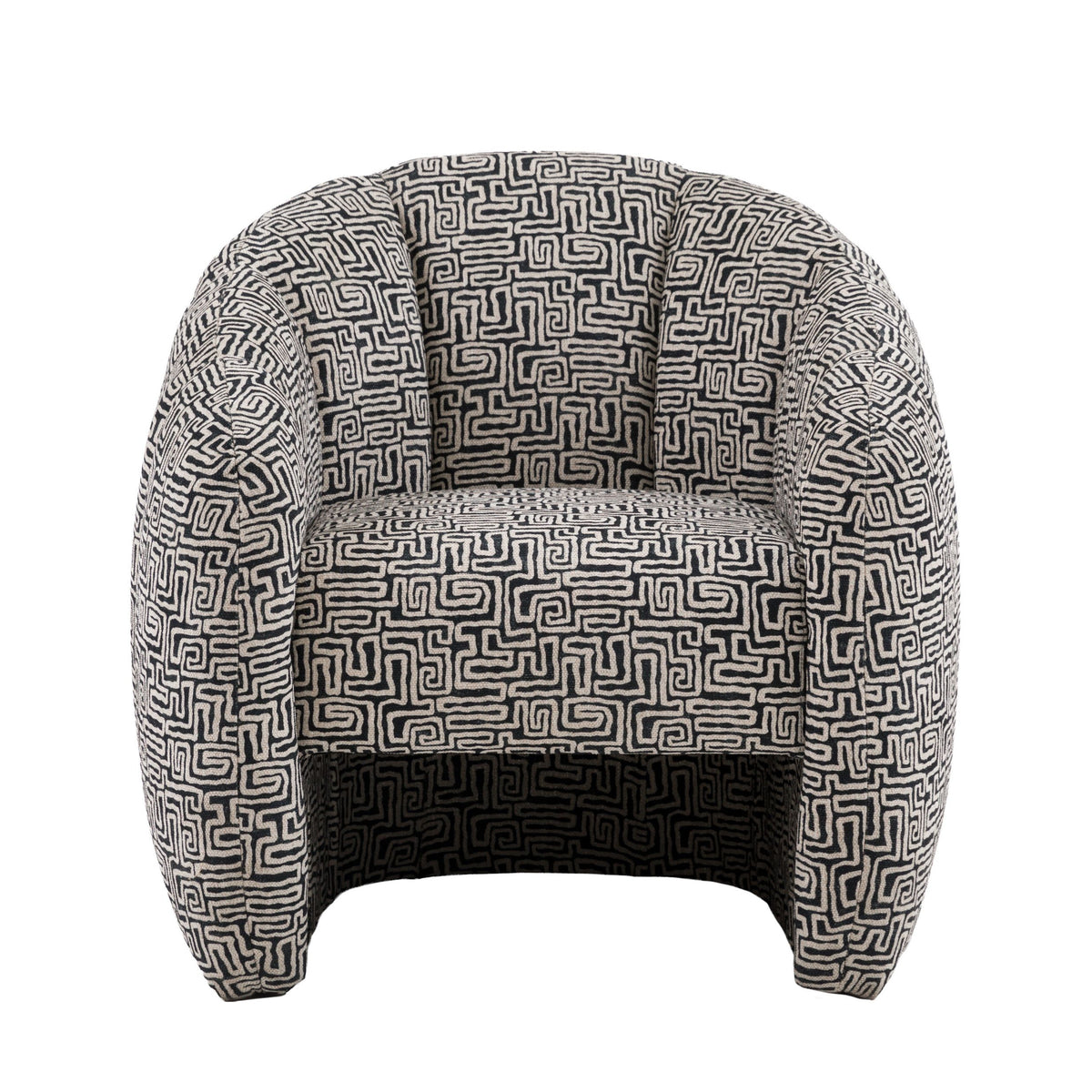 Benson Tula Monochrome Black & White Woven Fabric Tub Armchair