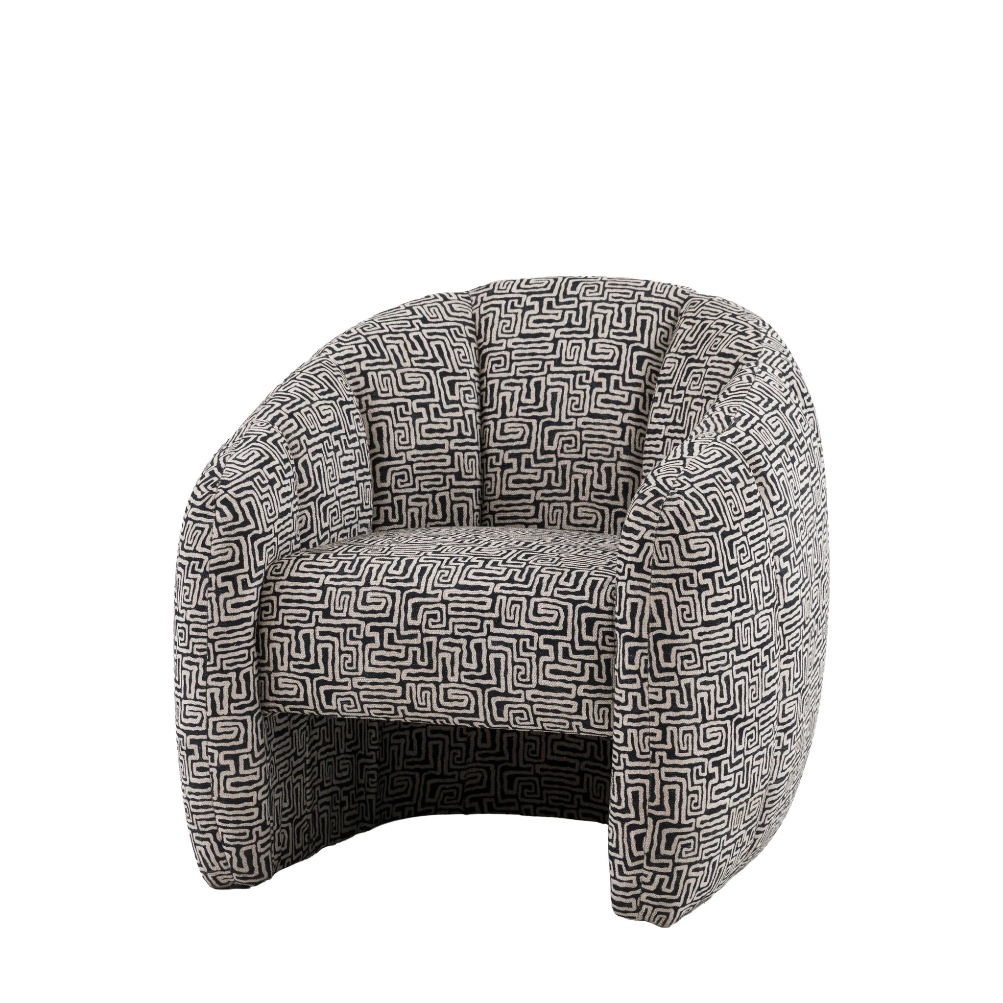 Benson Tula Monochrome Black & White Woven Fabric Tub Armchair