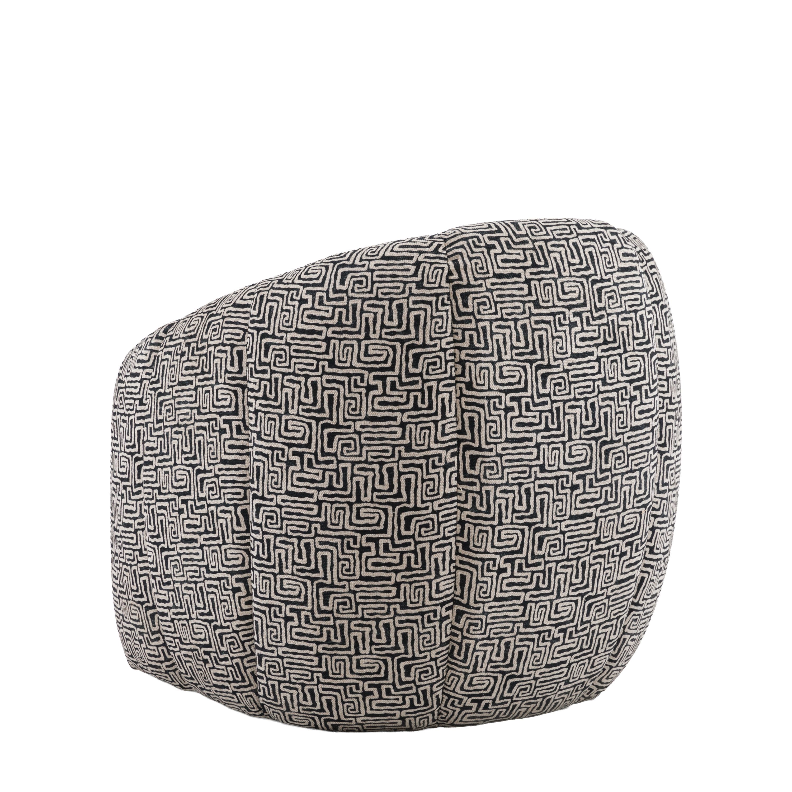 Benson Tula Monochrome Black & White Woven Fabric Tub Armchair