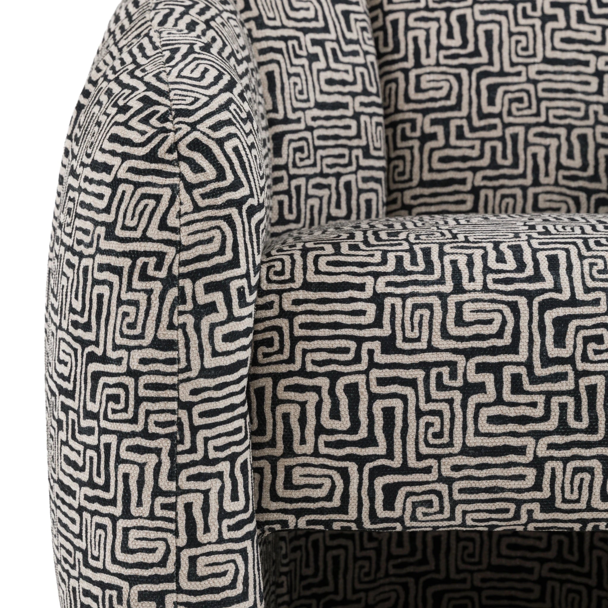 Benson Tula Monochrome Black & White Woven Fabric Tub Armchair