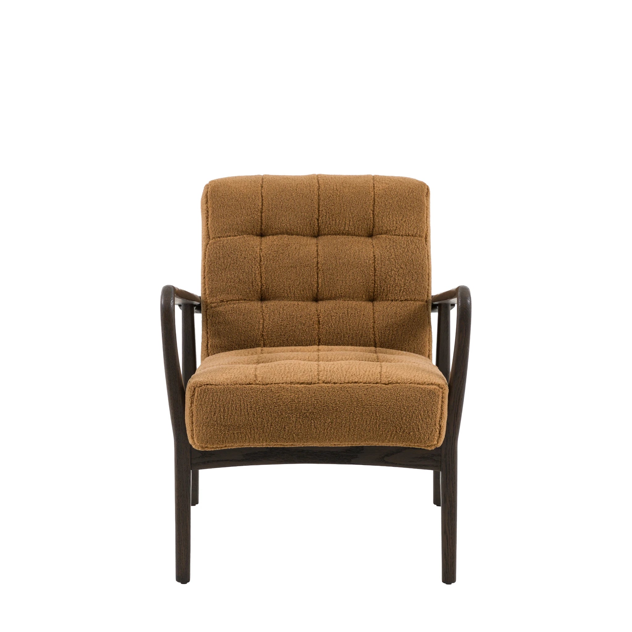 Fiona Ochre Faux Sheepskin & Black Oak Wood Armchair