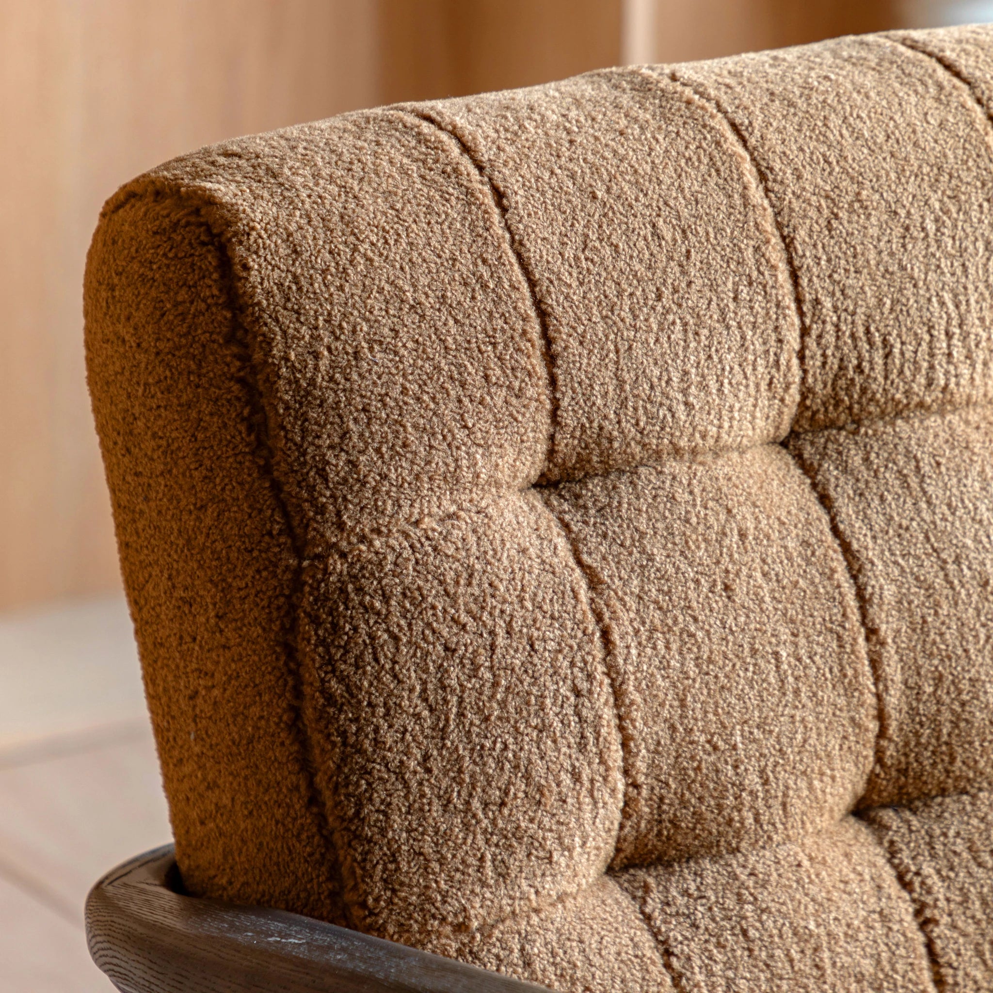 Fiona Ochre Faux Sheepskin & Black Oak Wood Armchair