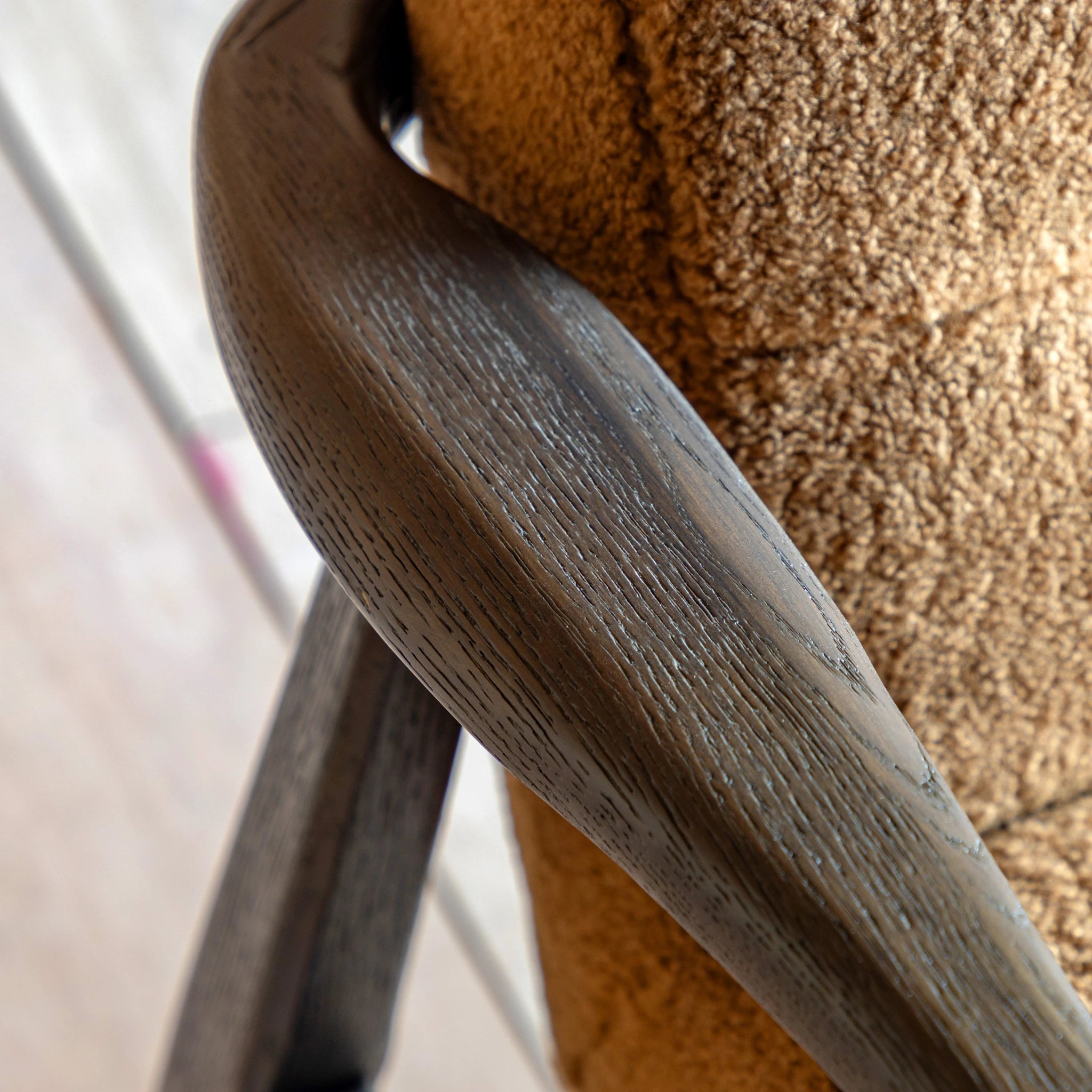 Fiona Ochre Faux Sheepskin & Black Oak Wood Armchair