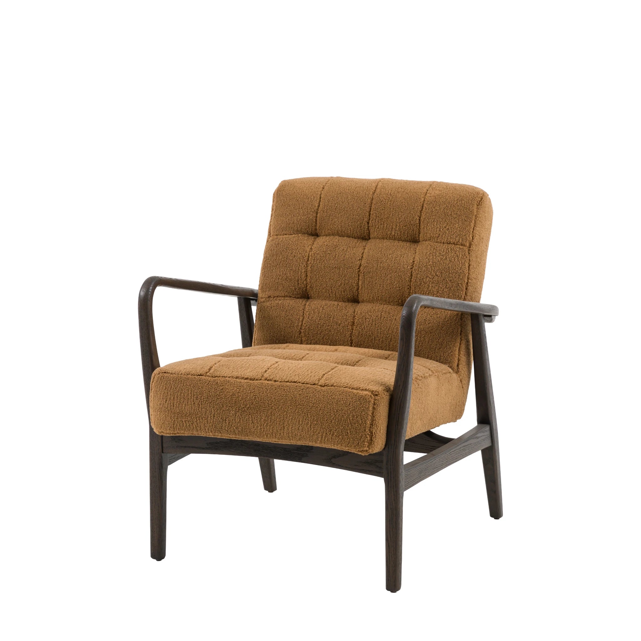 Fiona Ochre Faux Sheepskin & Black Oak Wood Armchair