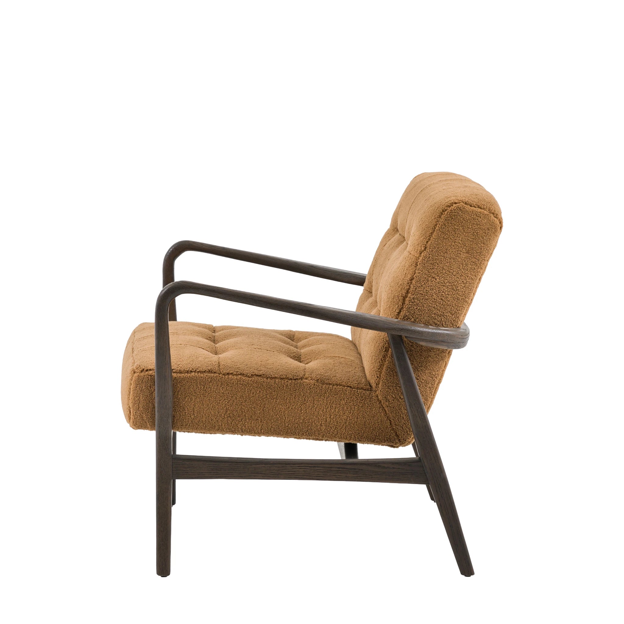 Fiona Ochre Faux Sheepskin & Black Oak Wood Armchair