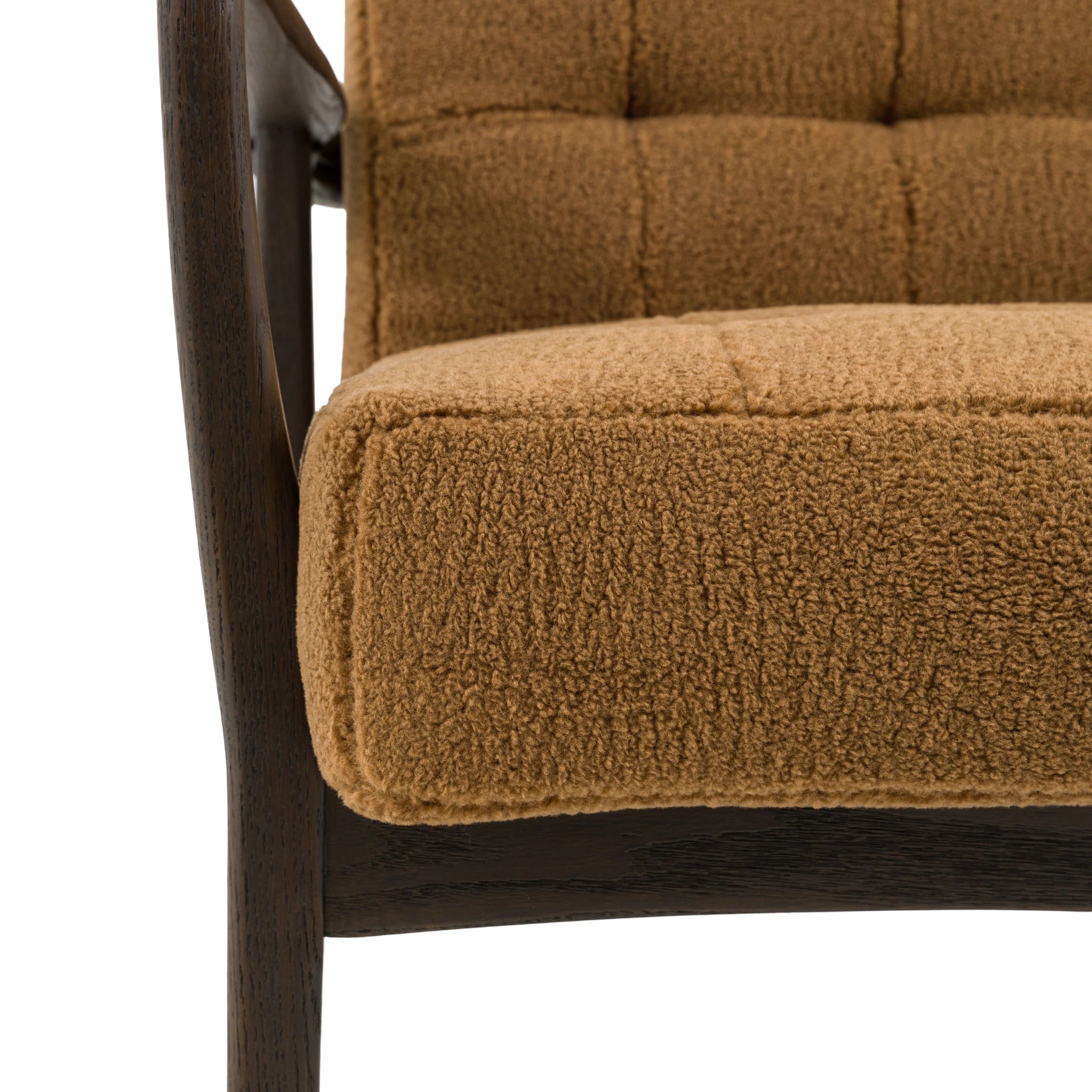 Fiona Ochre Faux Sheepskin & Black Oak Wood Armchair