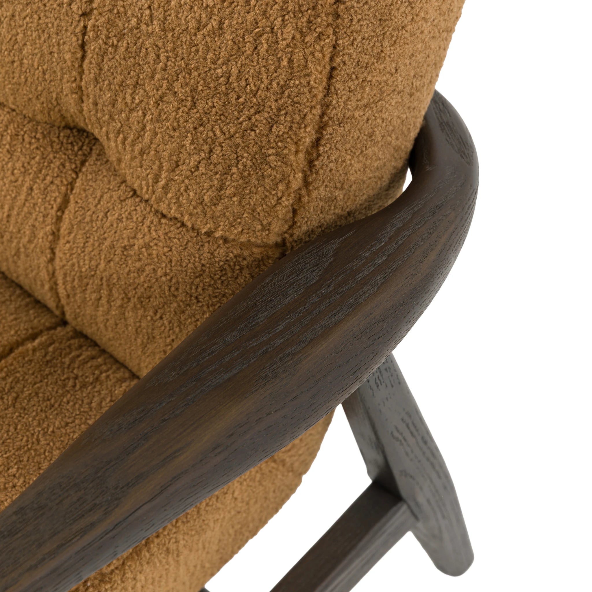 Fiona Ochre Faux Sheepskin & Black Oak Wood Armchair