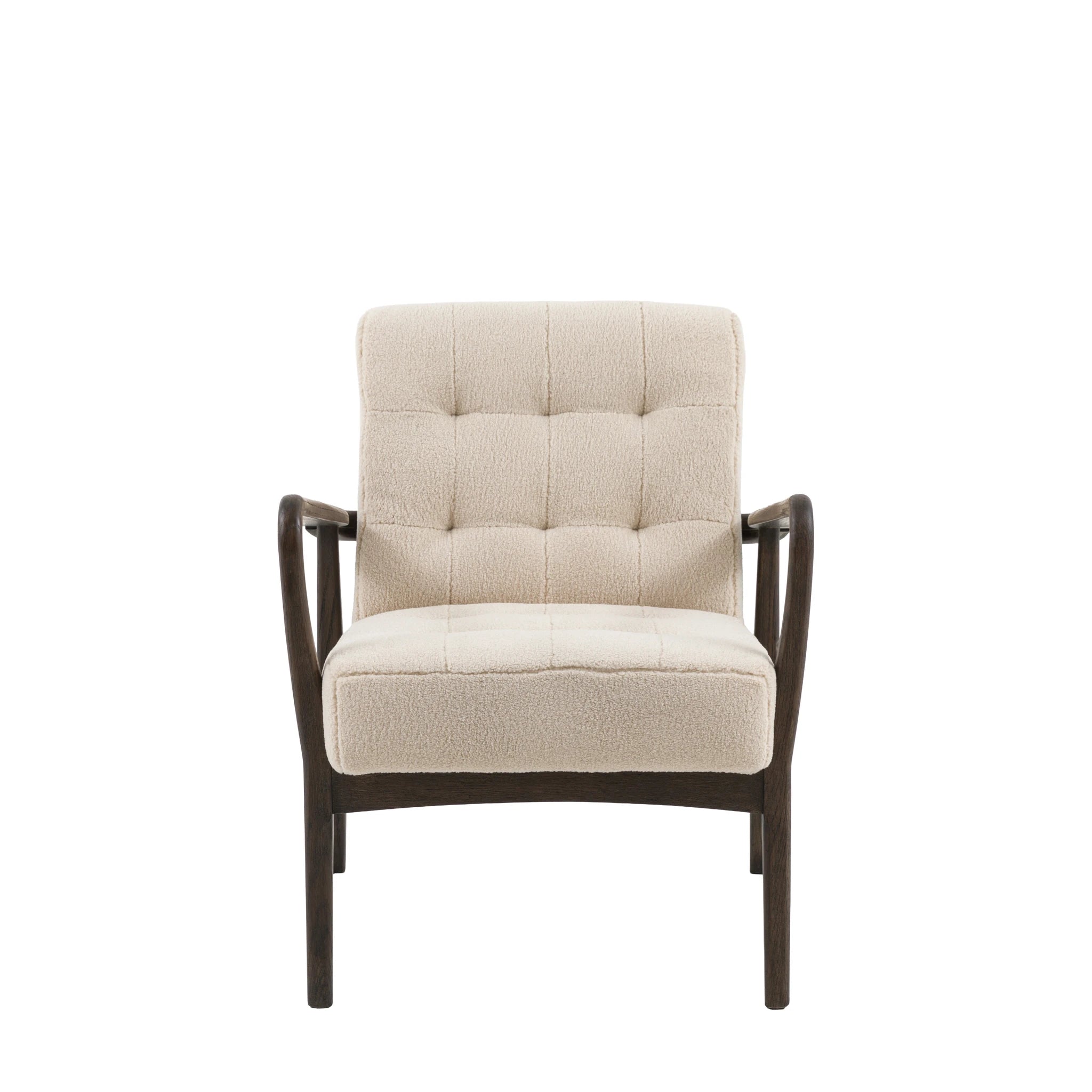 Fiona Cream Faux Sheepskin & Black Oak Wood Armchair