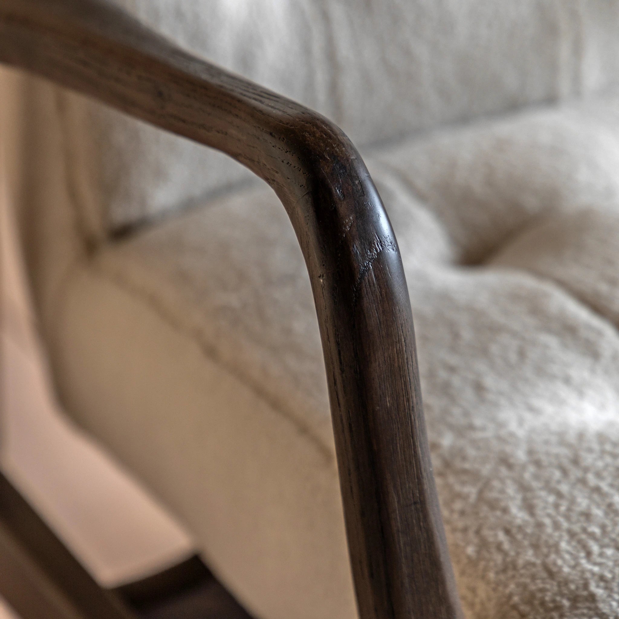 Fiona Cream Faux Sheepskin & Black Oak Wood Armchair