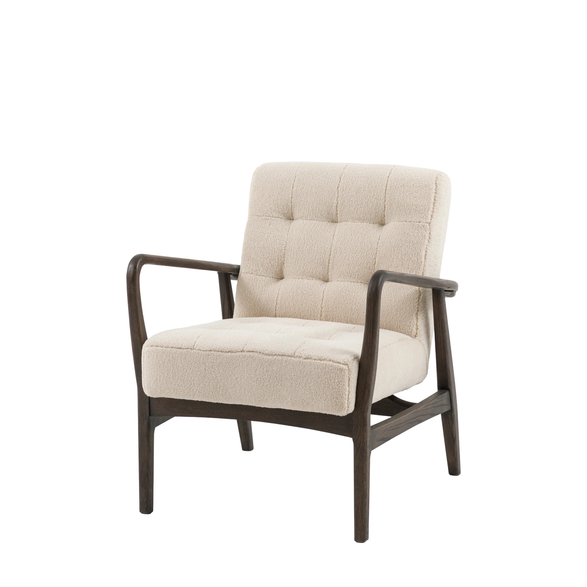 Fiona Cream Faux Sheepskin & Black Oak Wood Armchair