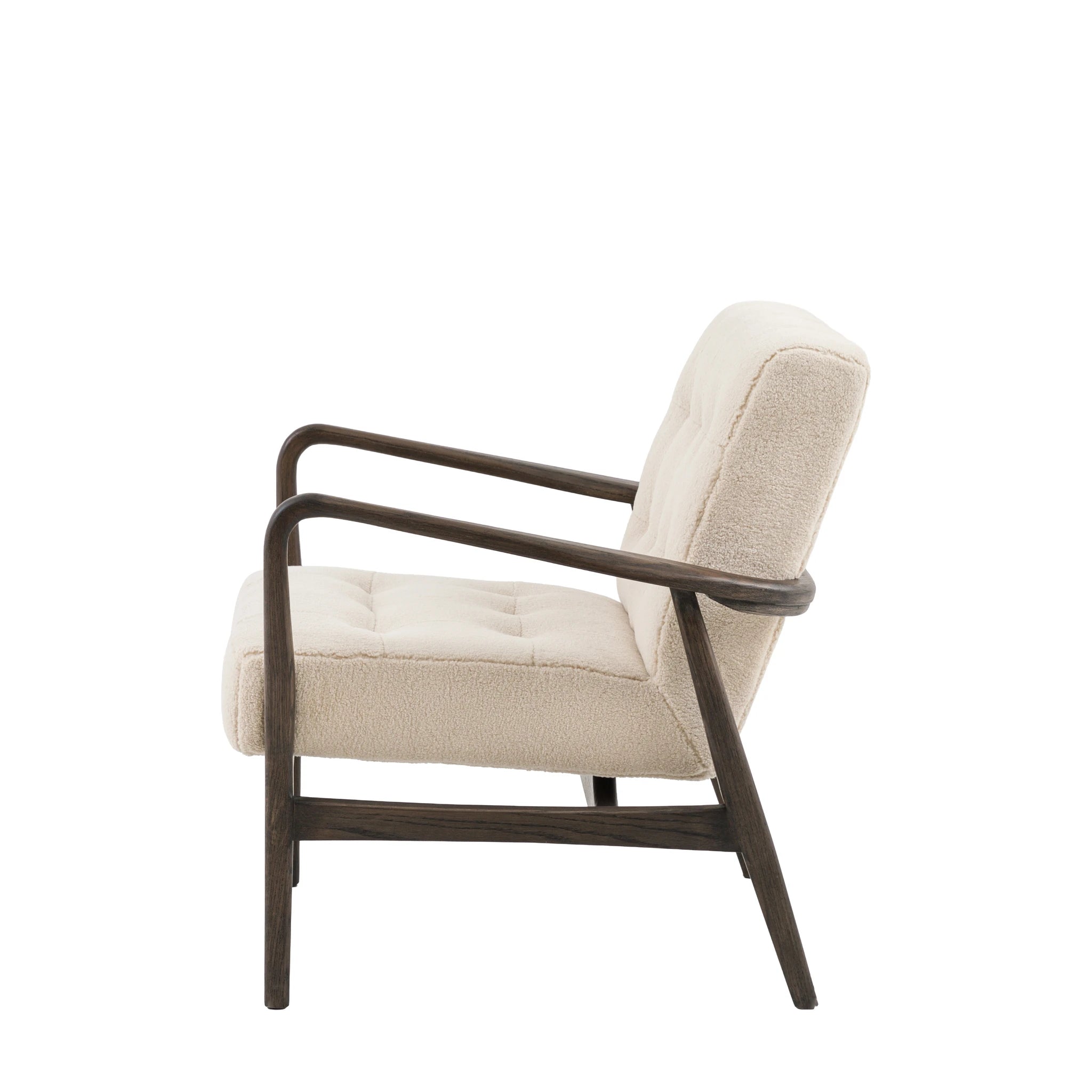 Fiona Cream Faux Sheepskin & Black Oak Wood Armchair