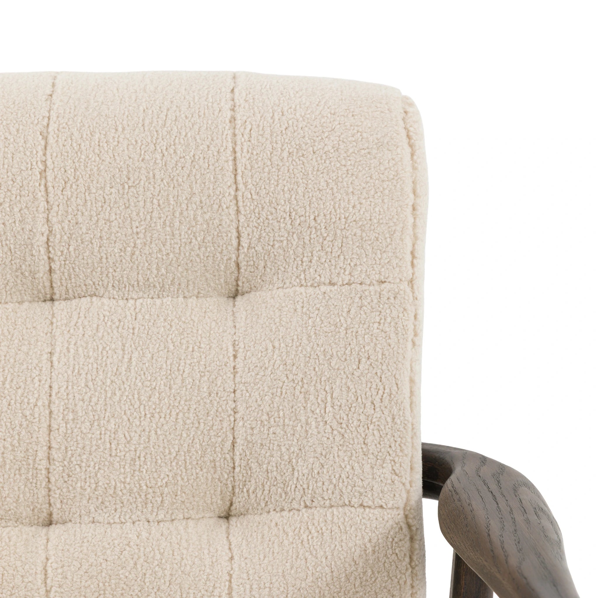 Fiona Cream Faux Sheepskin & Black Oak Wood Armchair