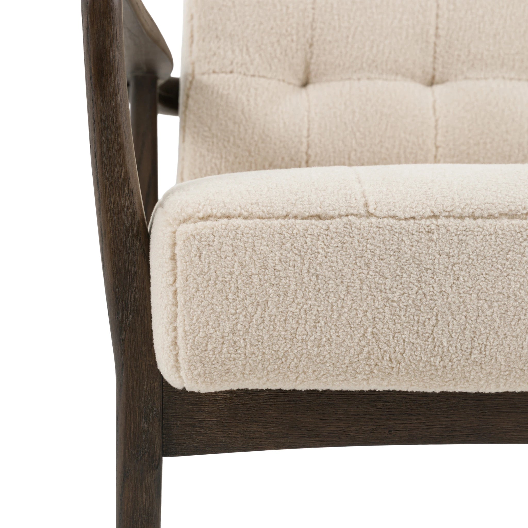 Fiona Cream Faux Sheepskin & Black Oak Wood Armchair