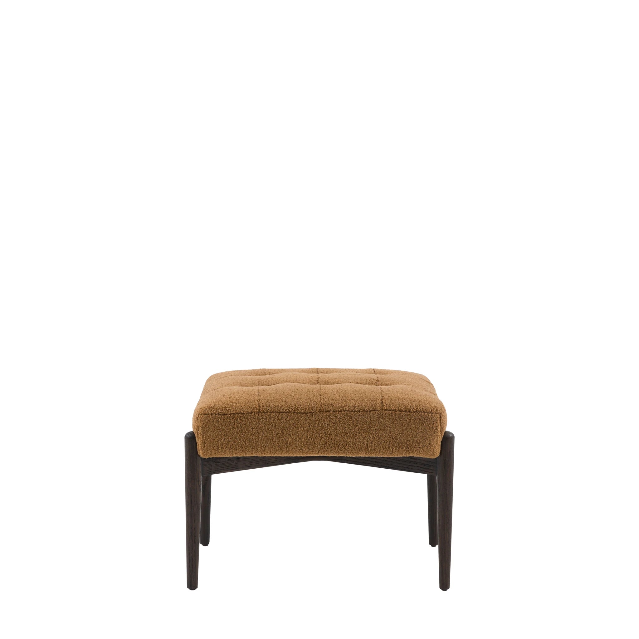 Fiona Ochre Faux Sheepskin & Black Oak Wood Footstool