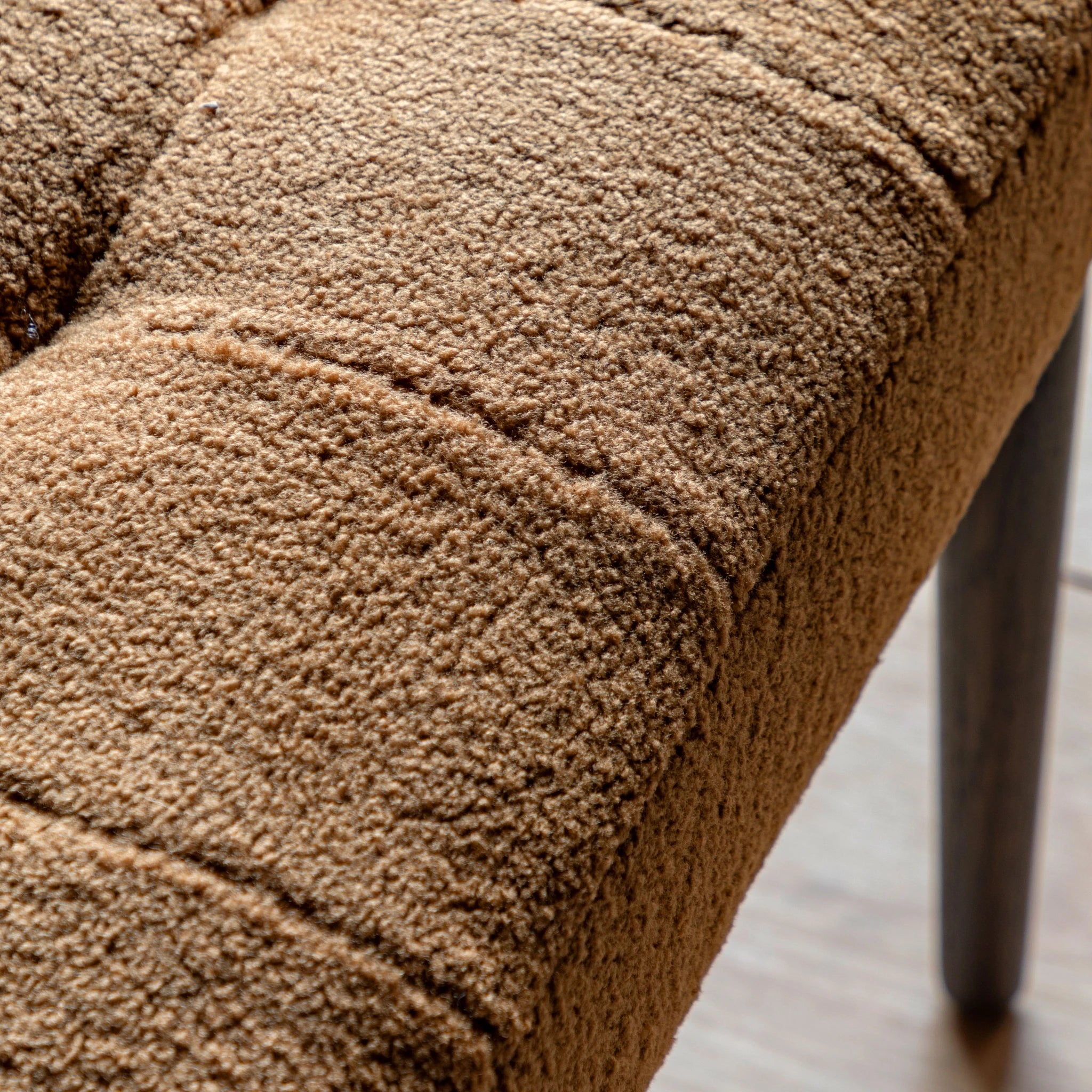 Fiona Ochre Faux Sheepskin & Black Oak Wood Footstool