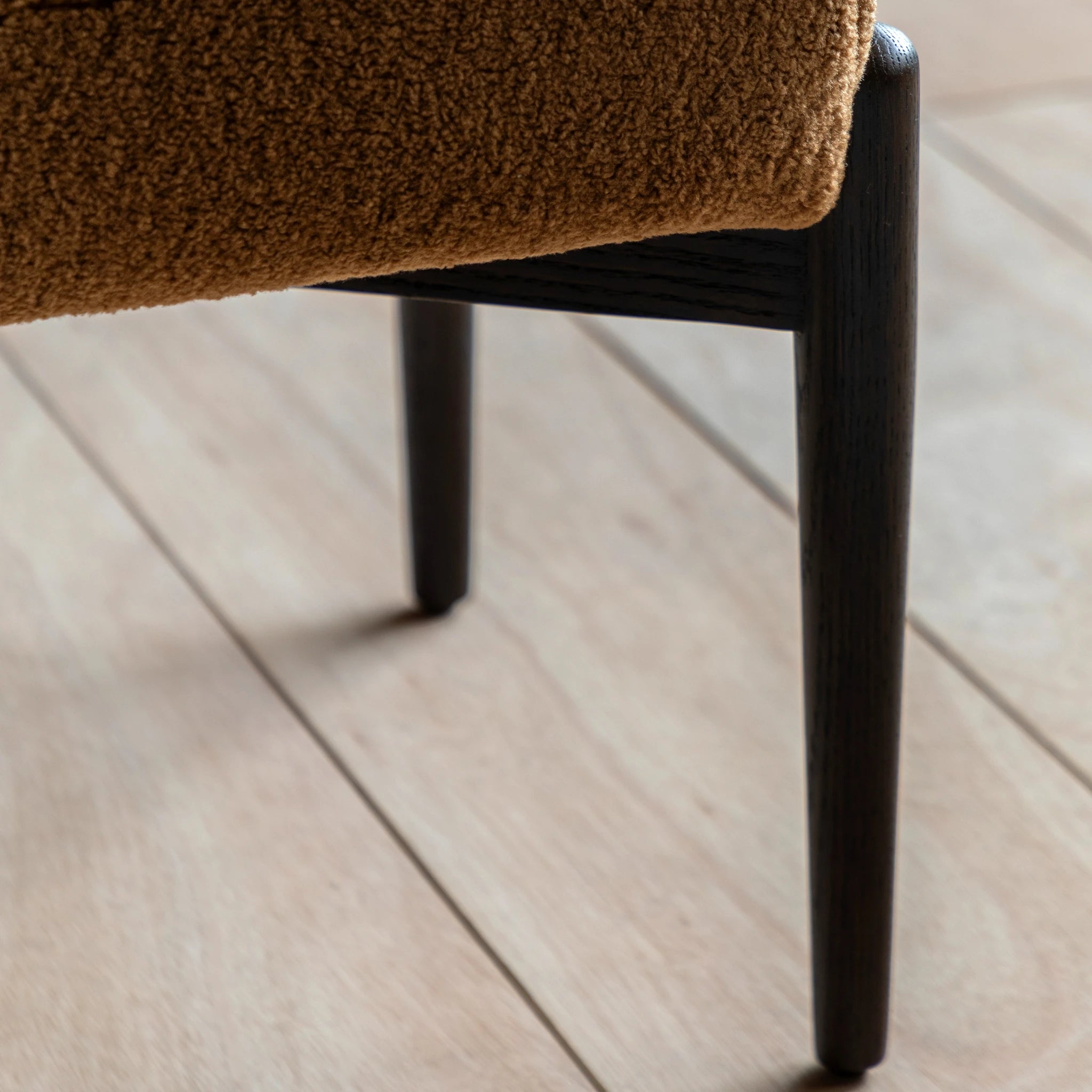 Fiona Ochre Faux Sheepskin & Black Oak Wood Footstool