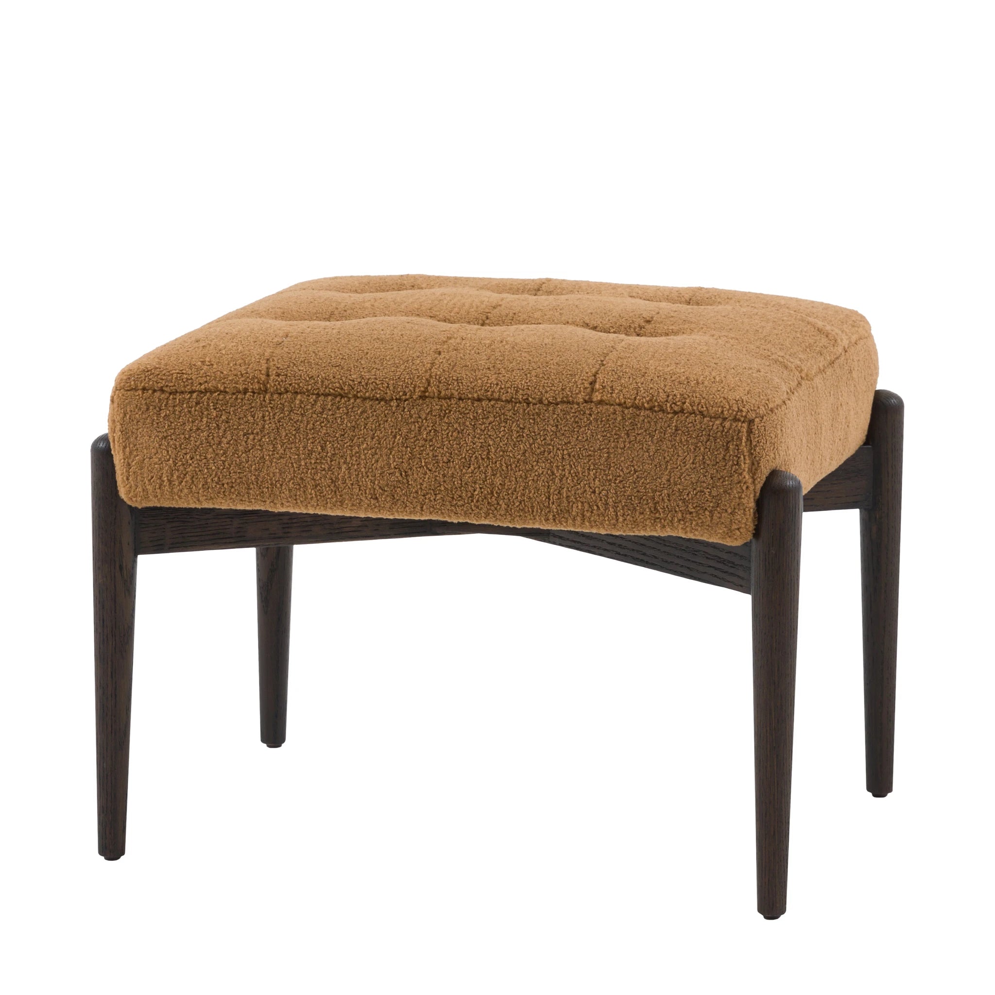 Fiona Ochre Faux Sheepskin & Black Oak Wood Footstool