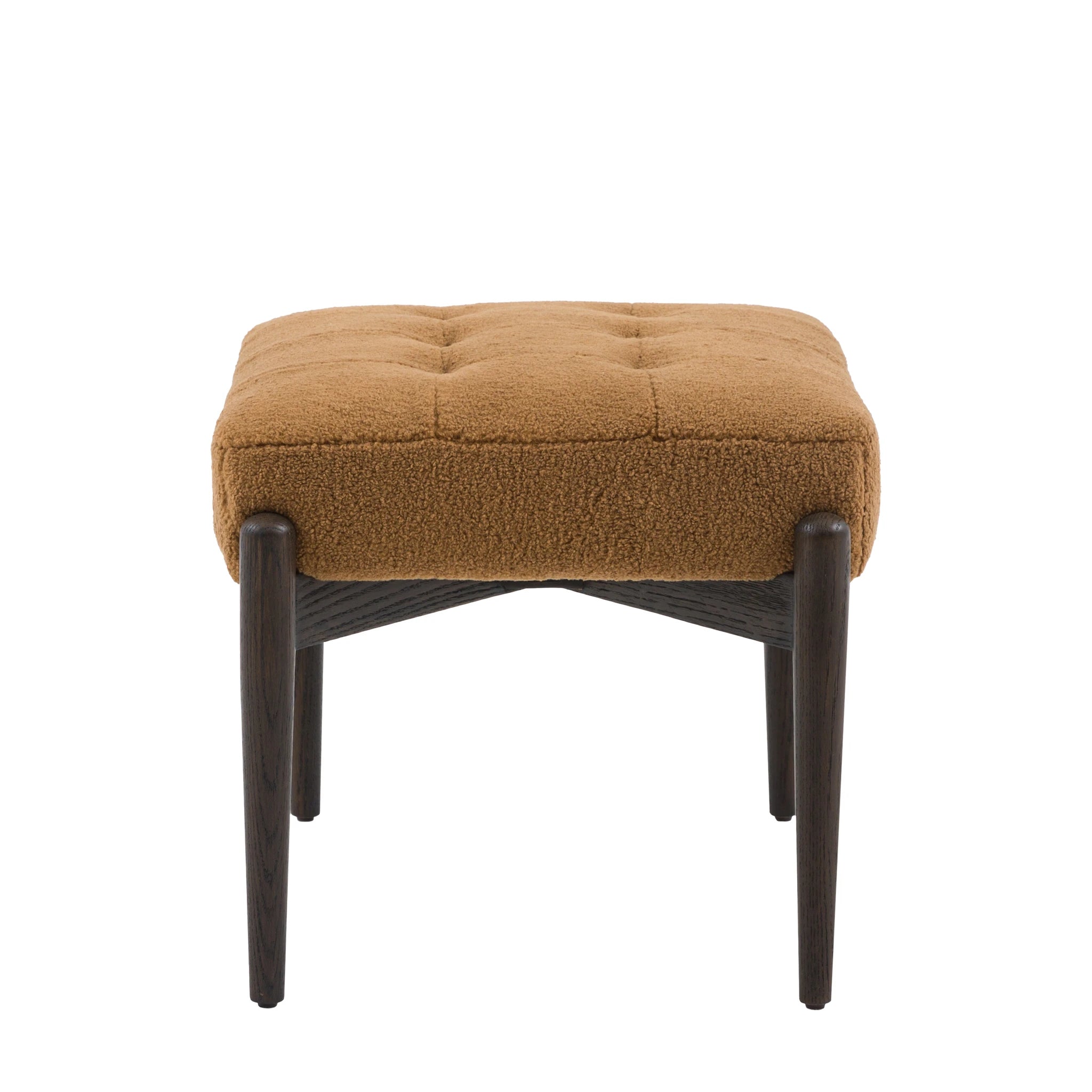Fiona Ochre Faux Sheepskin & Black Oak Wood Footstool