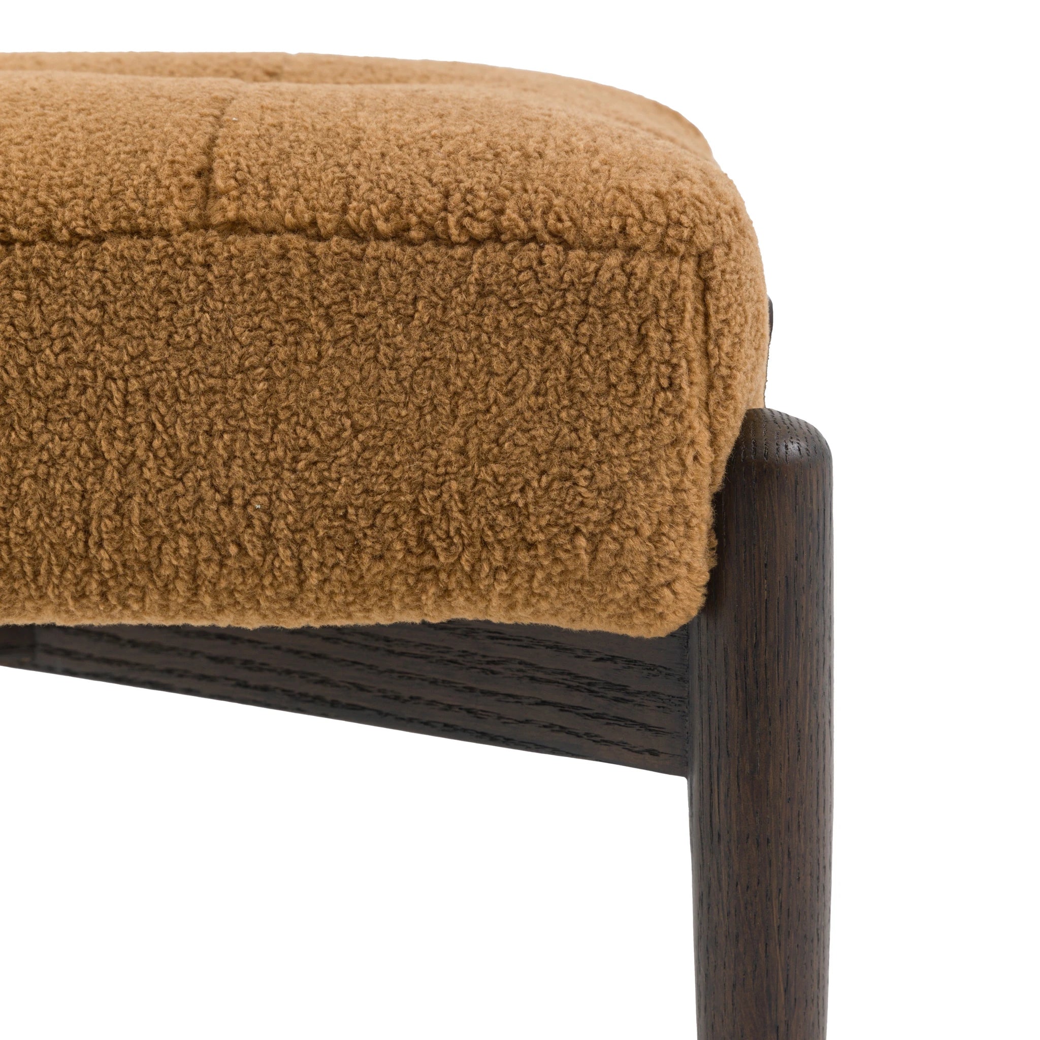 Fiona Ochre Faux Sheepskin & Black Oak Wood Footstool