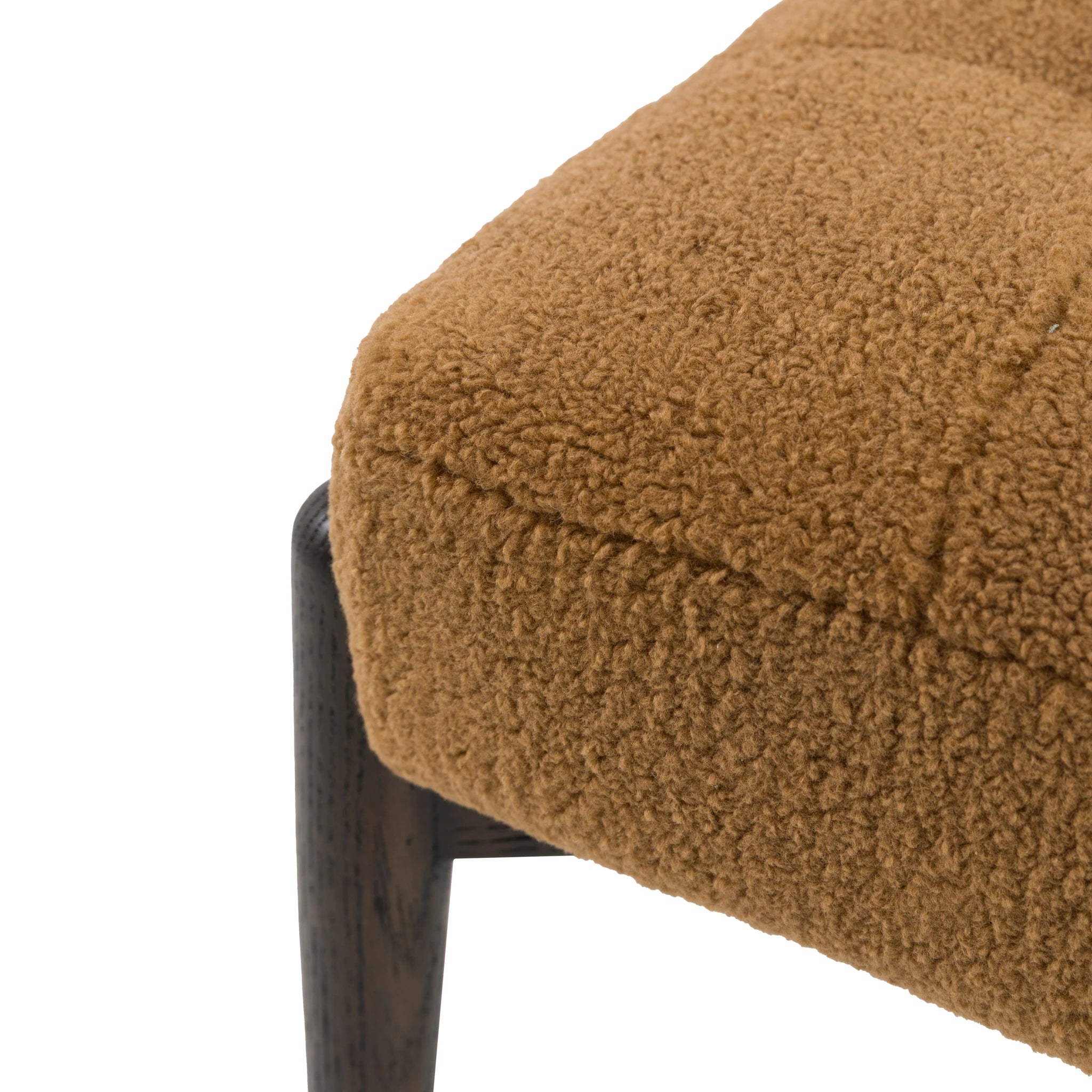 Fiona Ochre Faux Sheepskin & Black Oak Wood Footstool