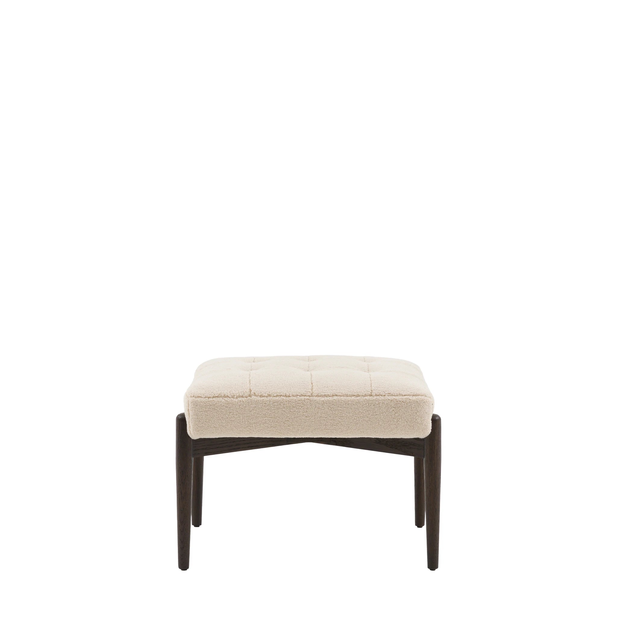 Fiona Cream Faux Sheepskin & Black Oak Wood Footstool