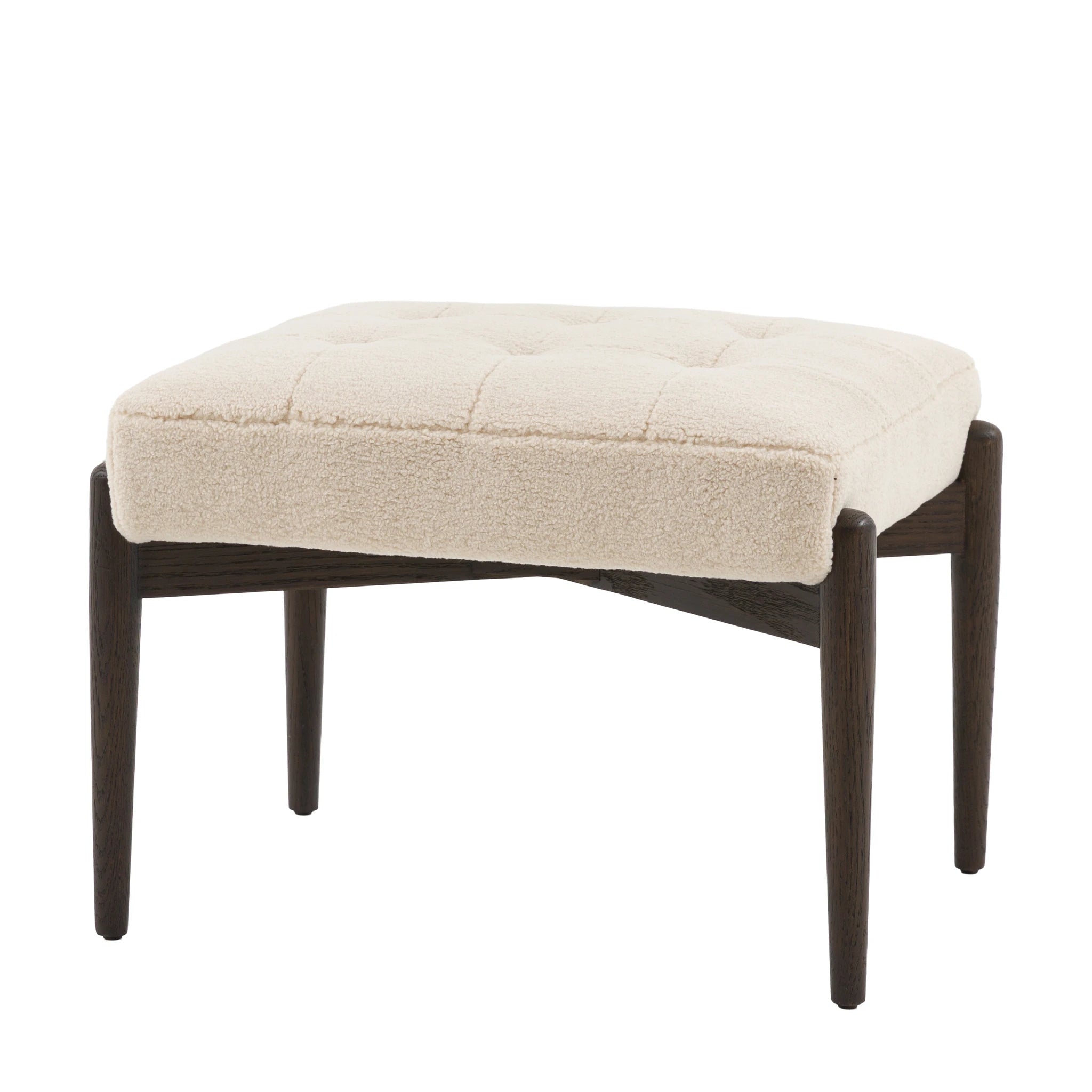 Fiona Cream Faux Sheepskin & Black Oak Wood Footstool