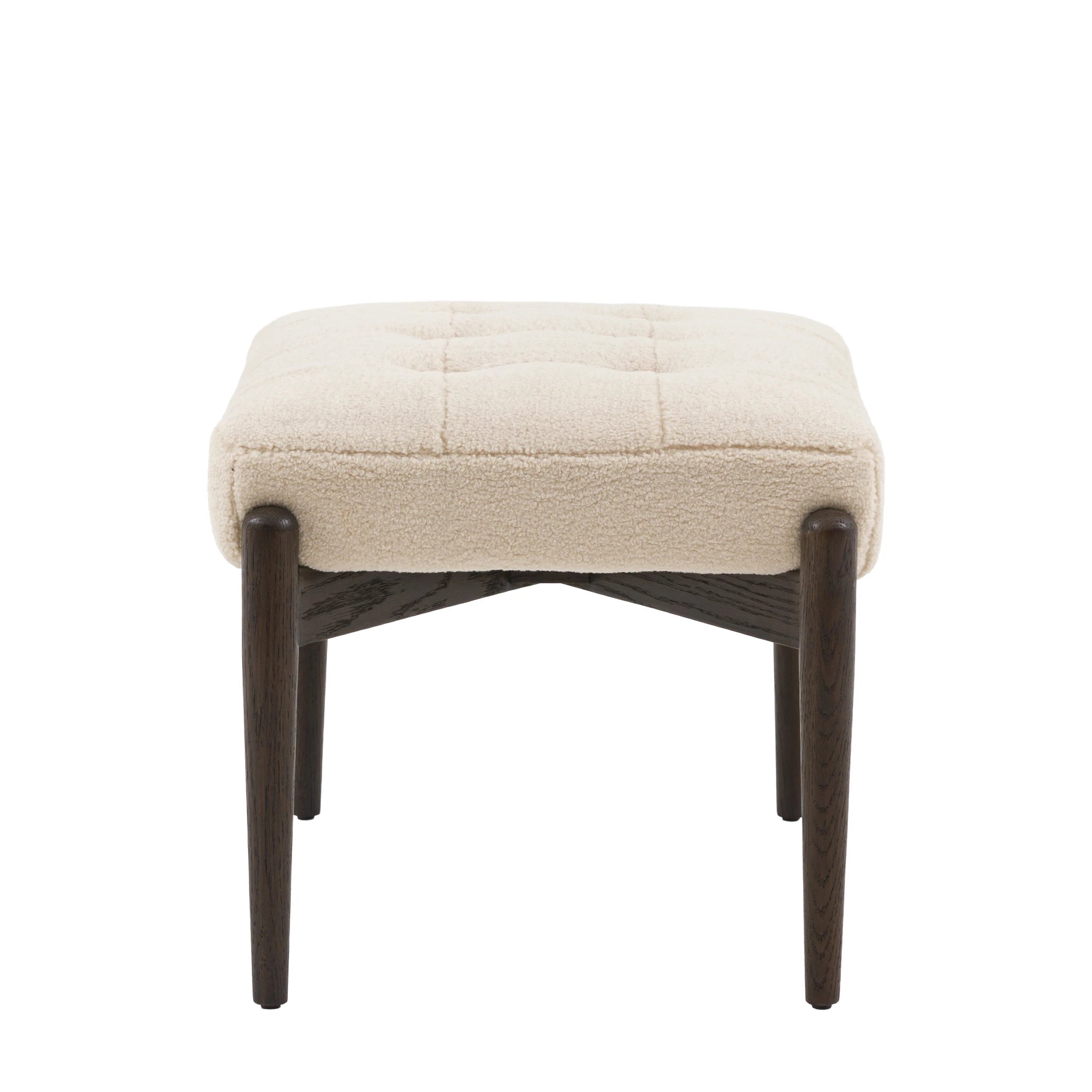 Fiona Cream Faux Sheepskin & Black Oak Wood Footstool