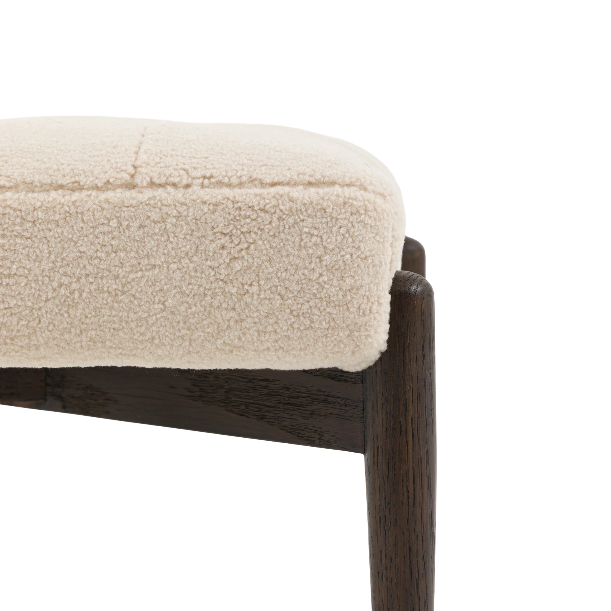 Fiona Cream Faux Sheepskin & Black Oak Wood Footstool