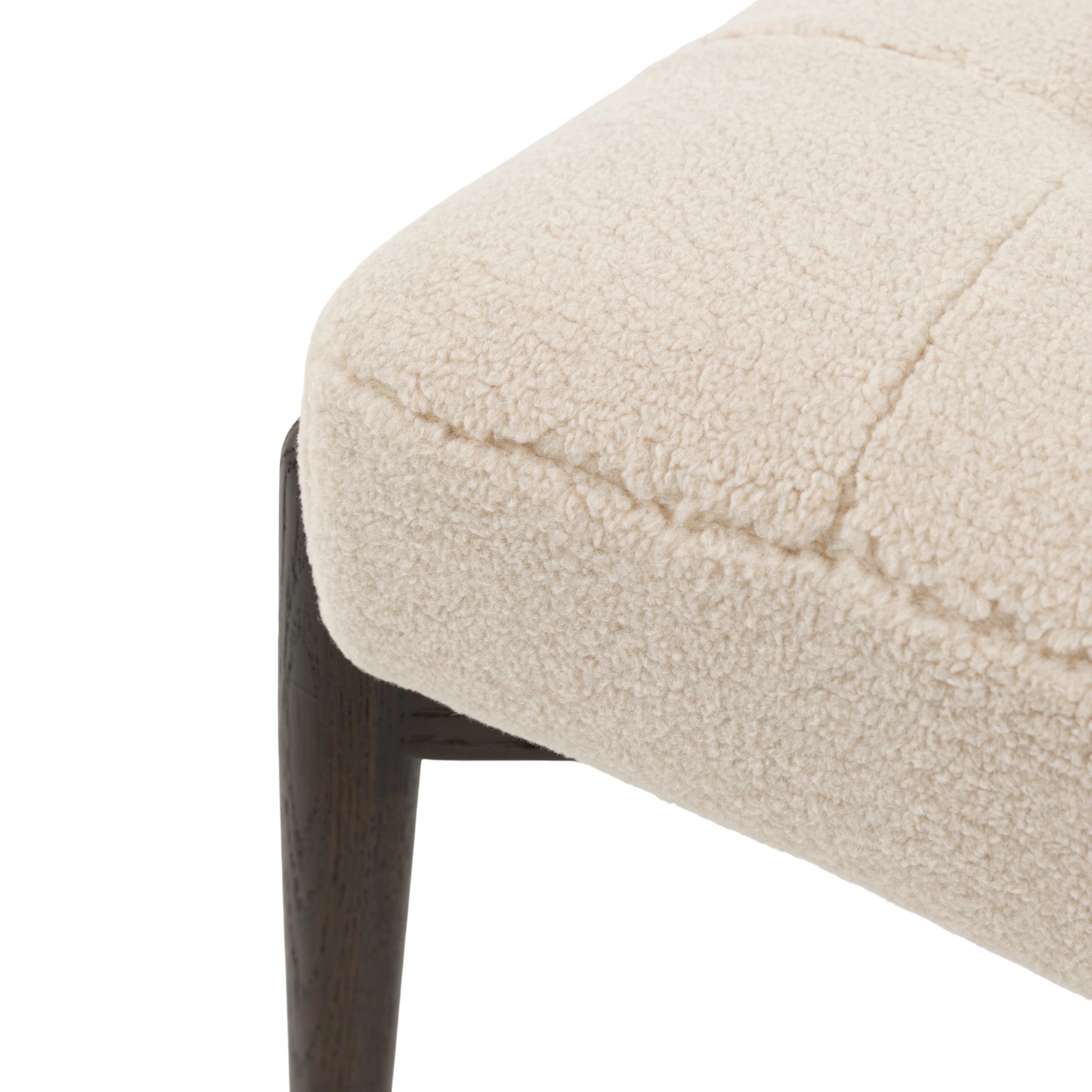 Fiona Cream Faux Sheepskin & Black Oak Wood Footstool