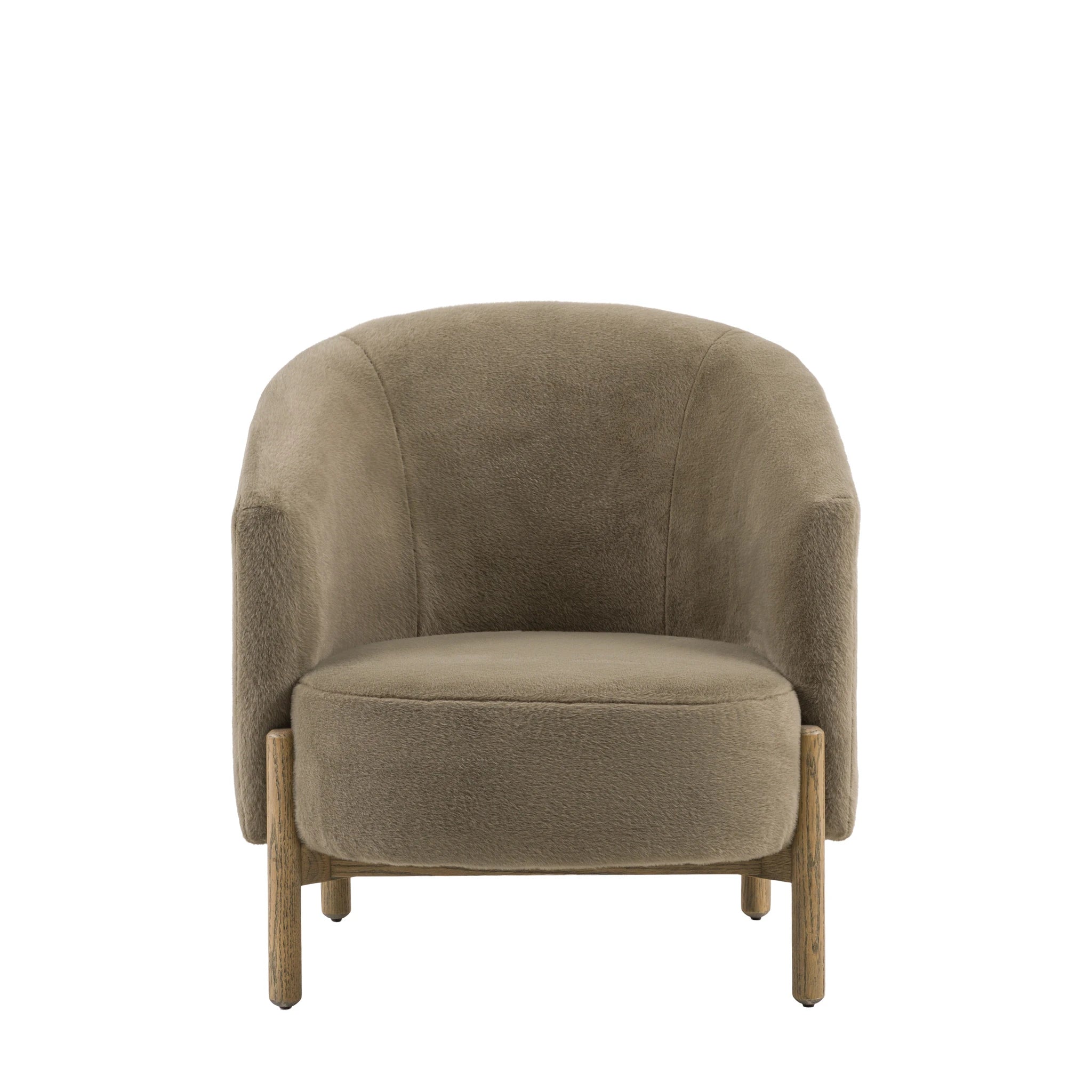 Hobson Alaska Khaki Green Faux Fur Armchair