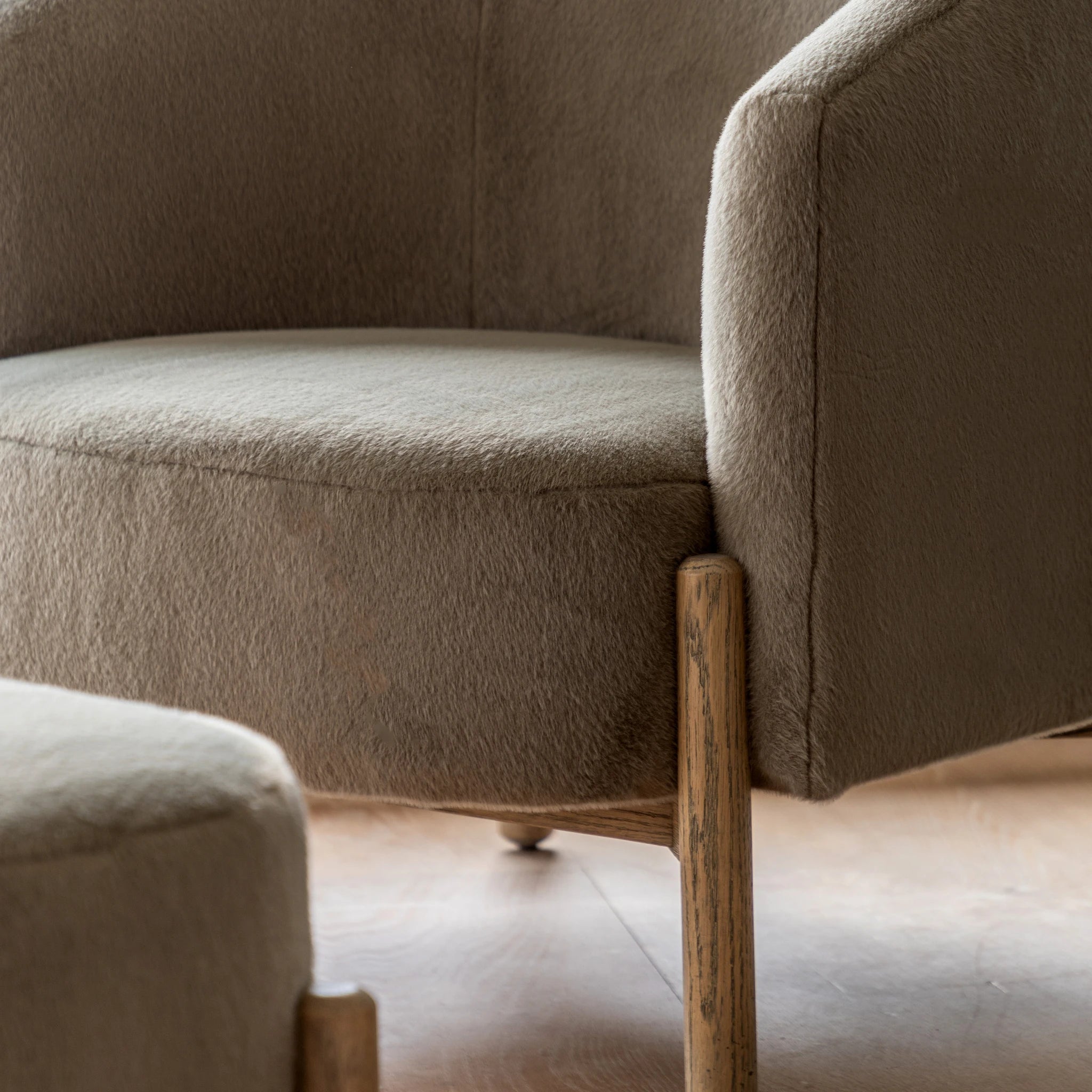 Hobson Alaska Khaki Green Faux Fur Armchair