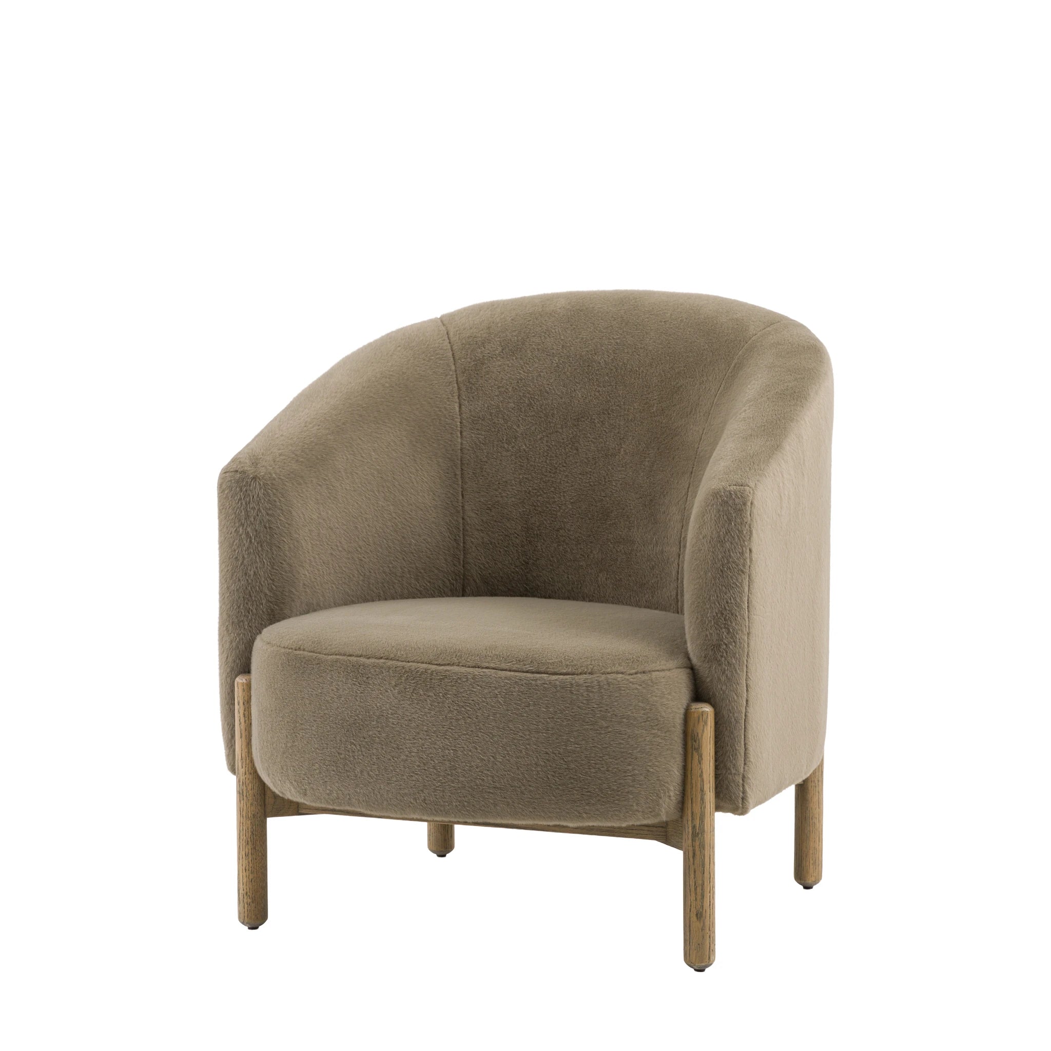 Hobson Alaska Khaki Green Faux Fur Armchair