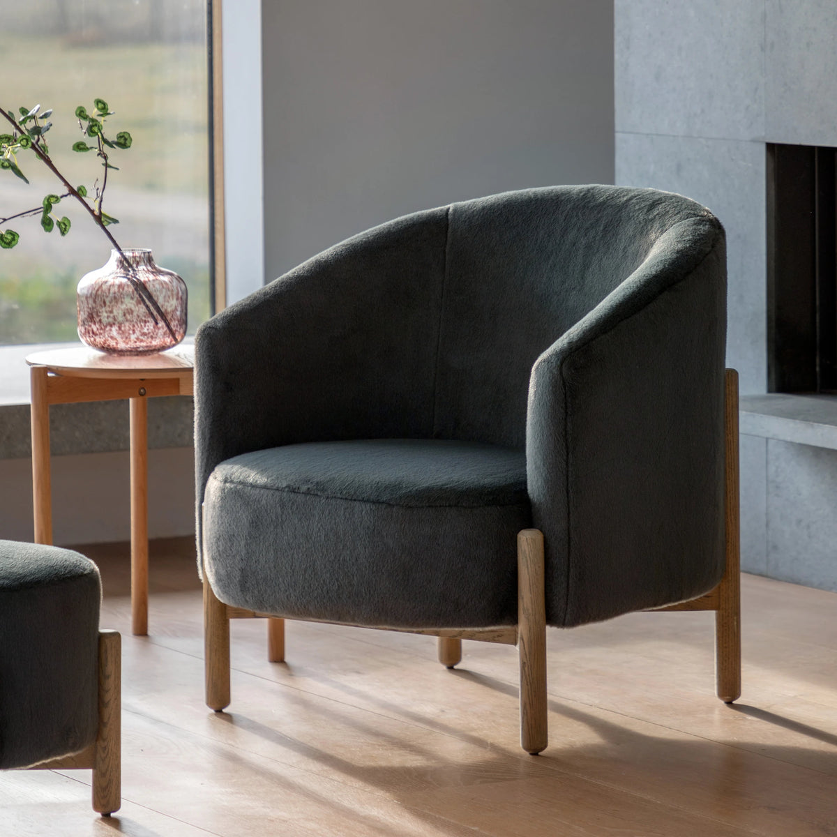 Hobson Alaska Graphite Grey Faux Fur Armchair