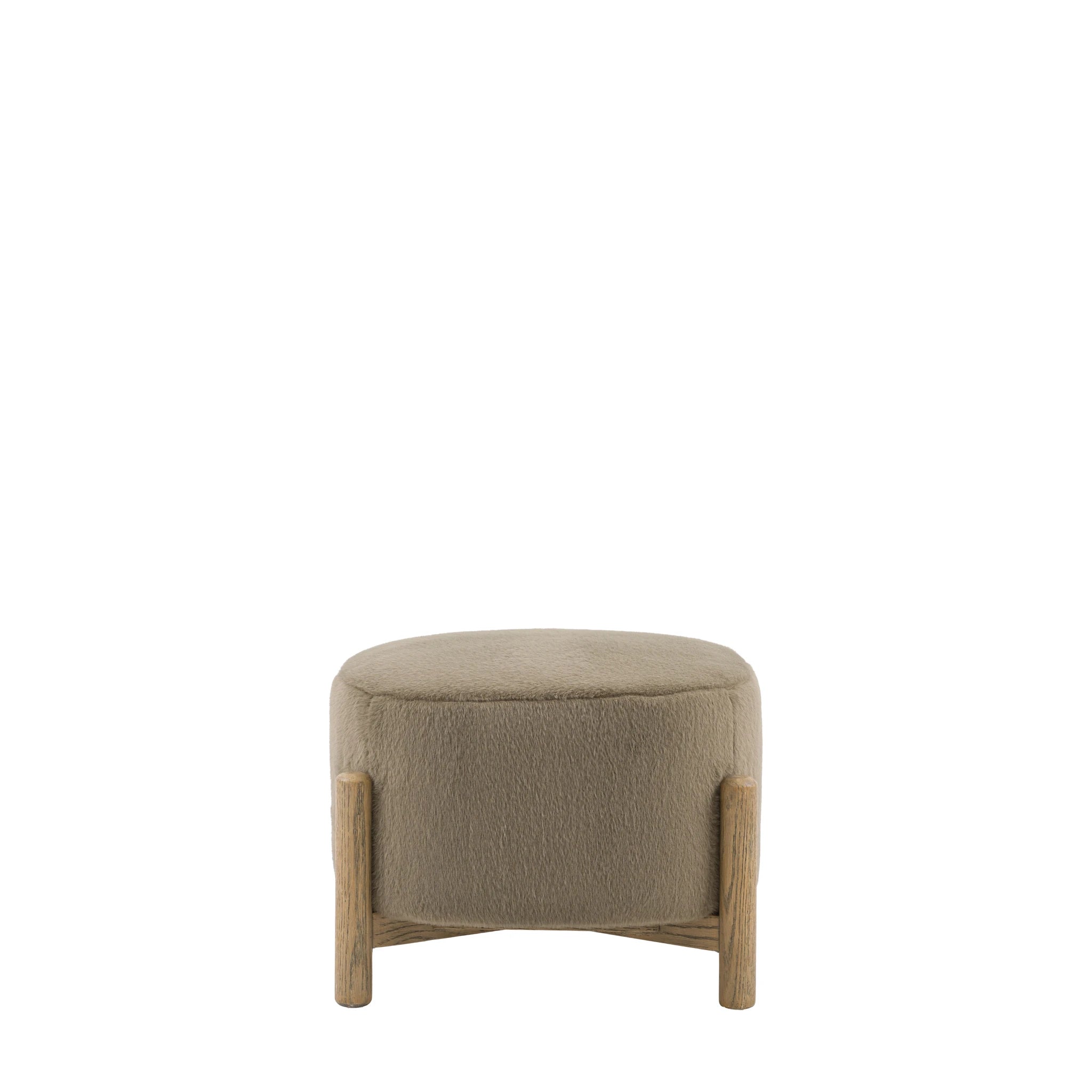 Hobson Alaska Khaki Green Faux Fur Footstool