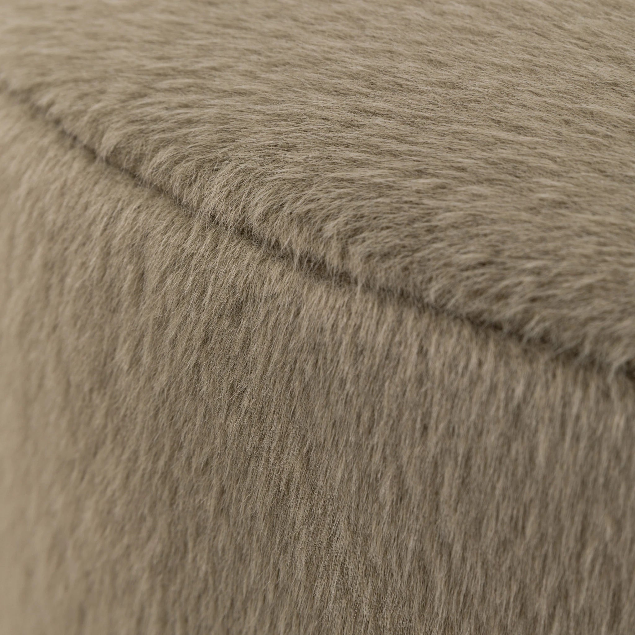 Hobson Alaska Khaki Green Faux Fur Footstool