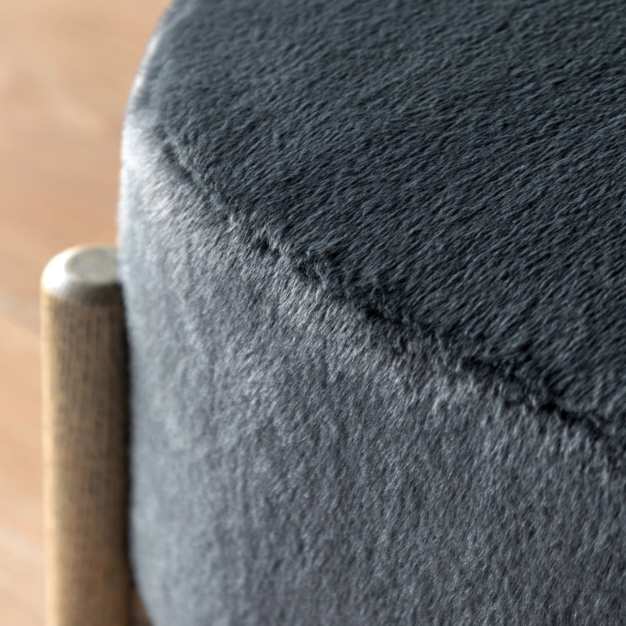 Hobson Alaska Graphite Grey Faux Fur Footstool