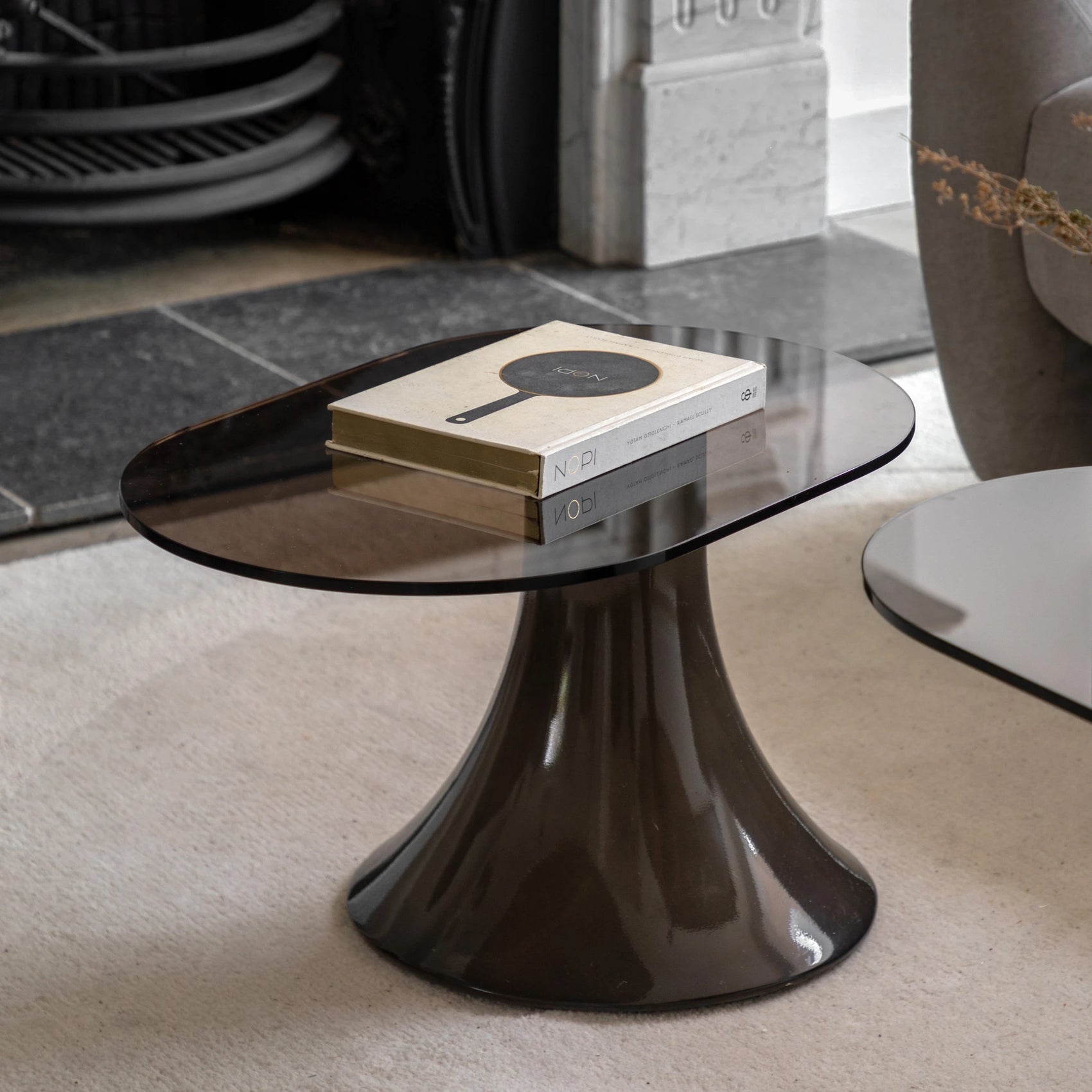 Sorrento Brown Concrete & Glass Side Table Large