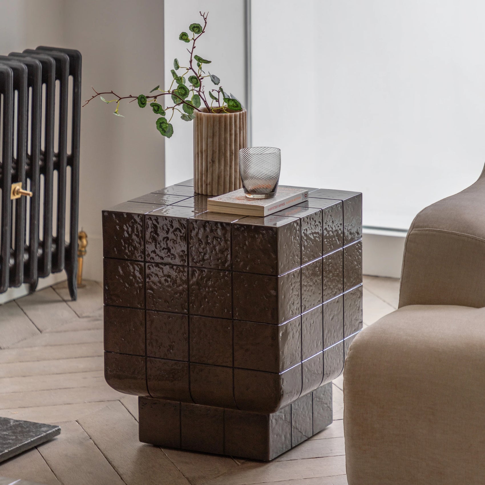 Varen Brown Concrete Side Table