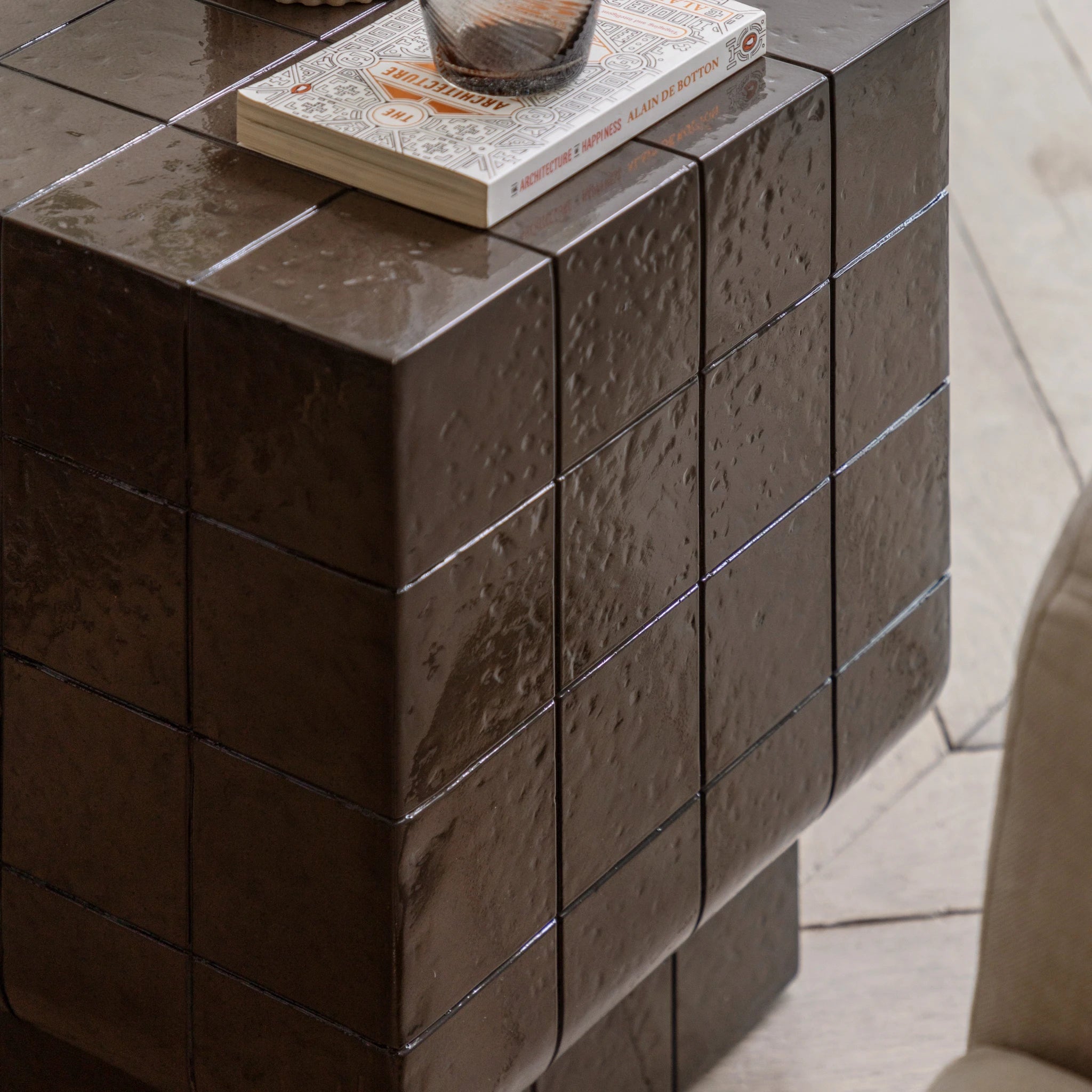 Varen Brown Concrete Side Table
