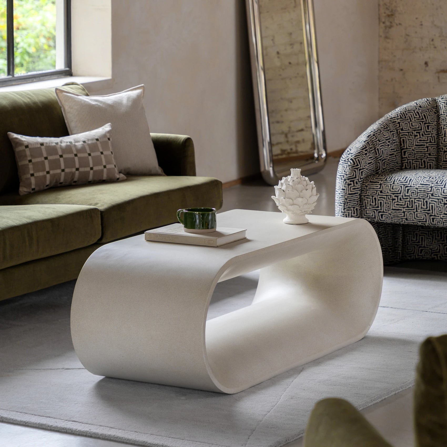 Orvello White Concrete Coffee Table