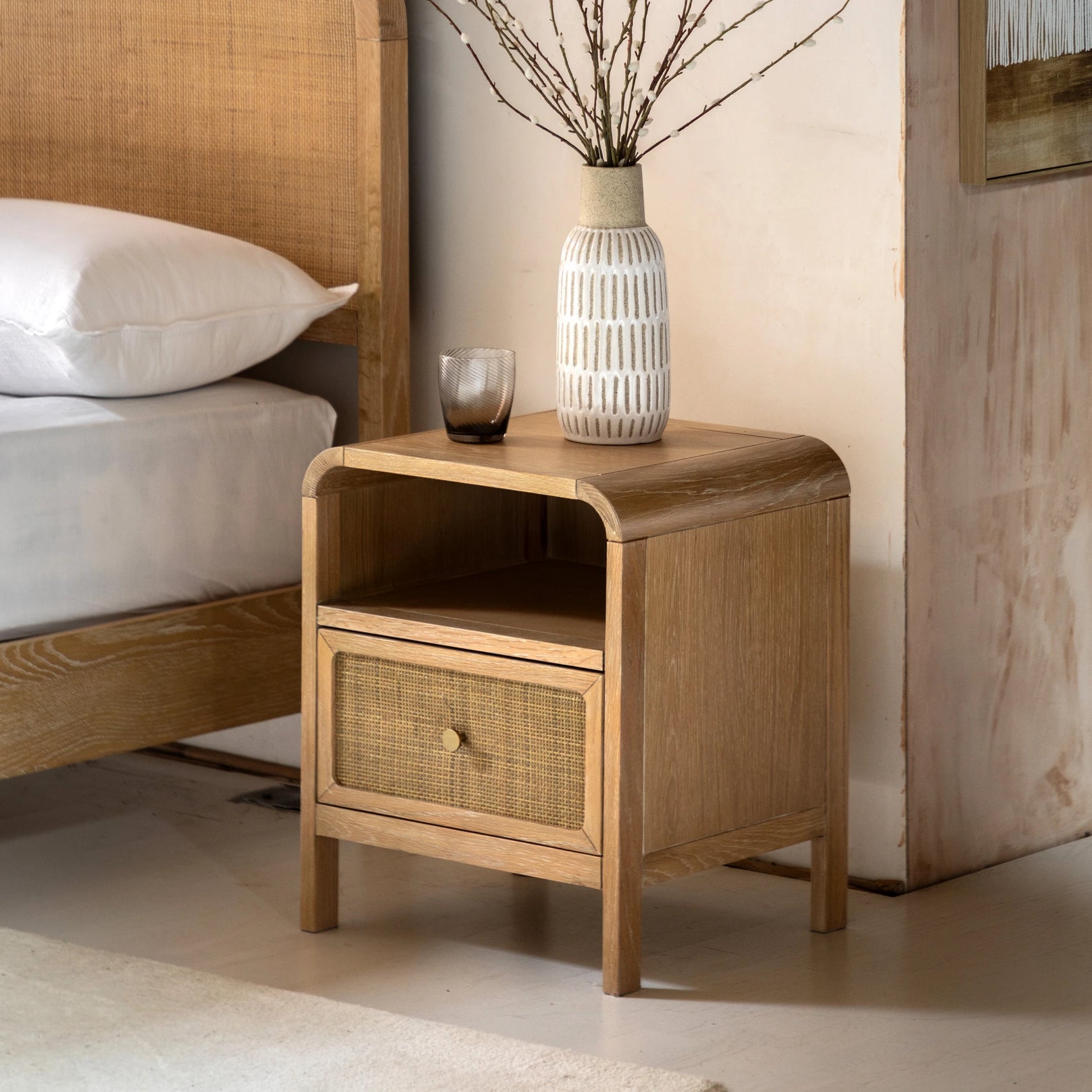 Sonoma Natural Oak Wood Bedside Table