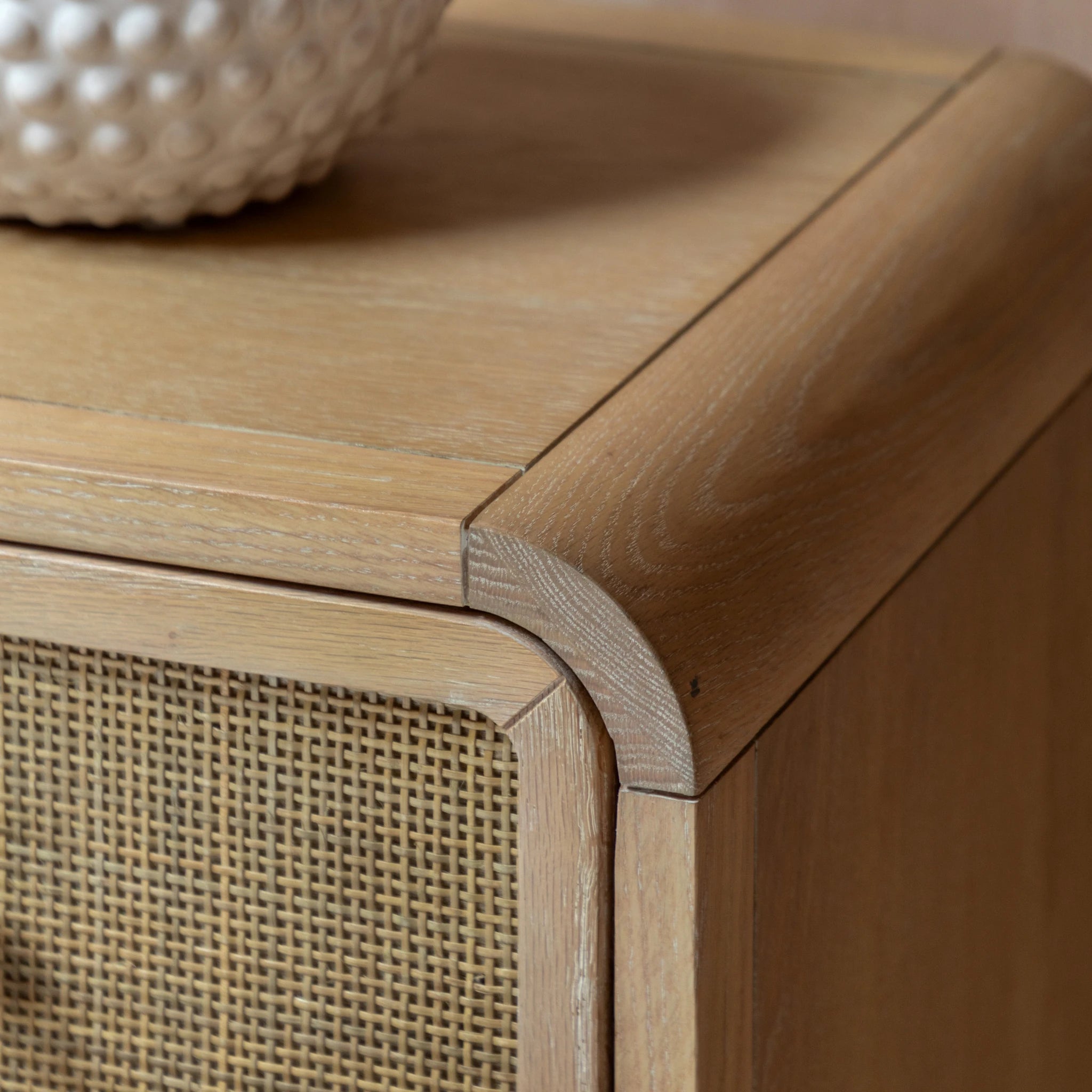Sonoma Natural Oak Wood & Rattan Chest of Drawers