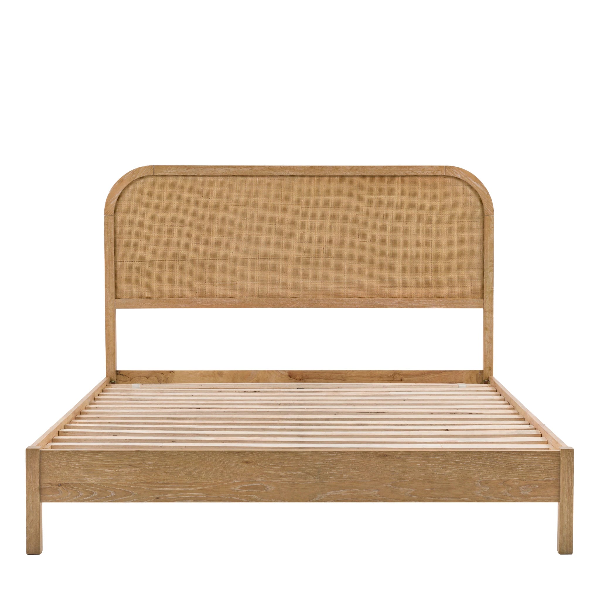 Sonoma Natural Oak Wood & Rattan King Size Bed