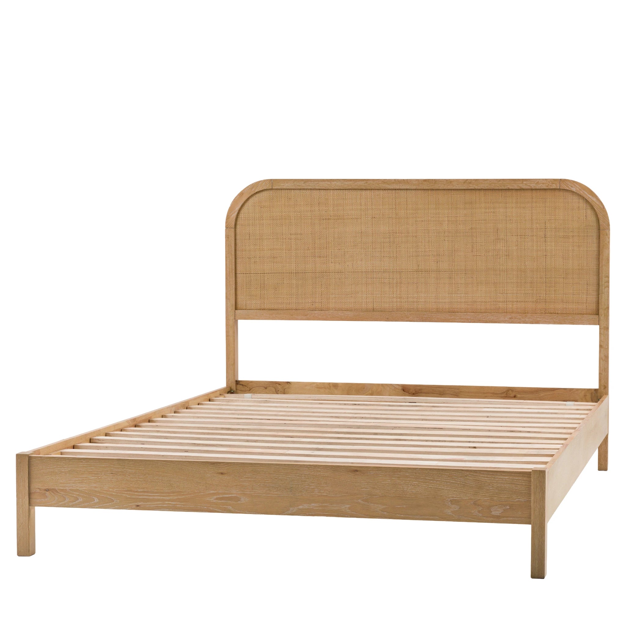 Sonoma Natural Oak Wood & Rattan King Size Bed