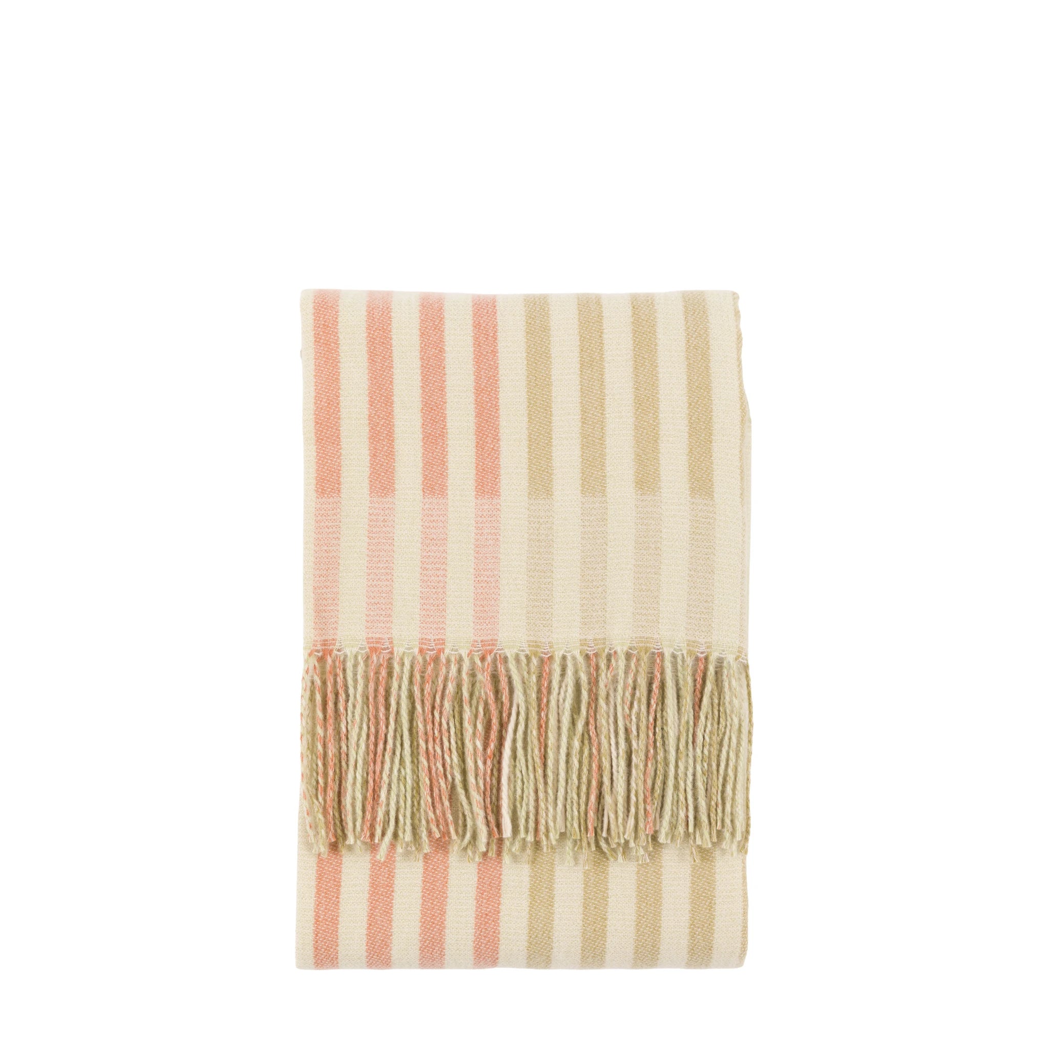 Alvera Striped Jacquard Sage Green & Rust Throw