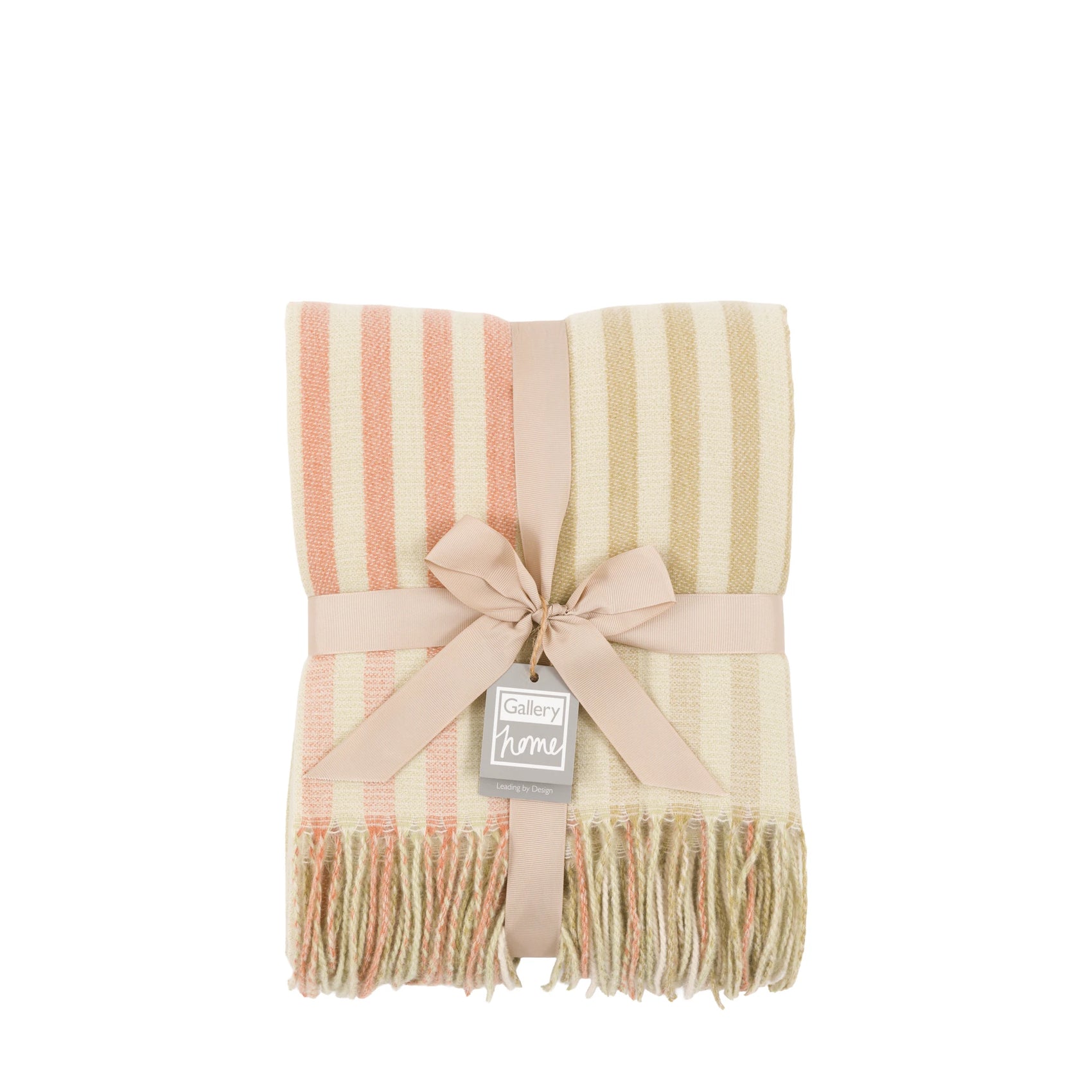 Alvera Striped Jacquard Sage Green & Rust Throw