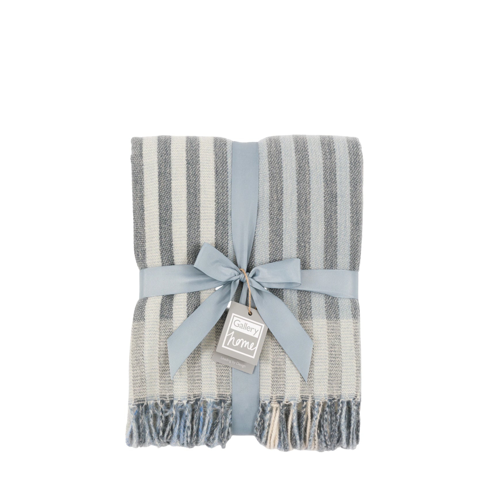 Alvera Striped Jacquard Blue & Natural Throw