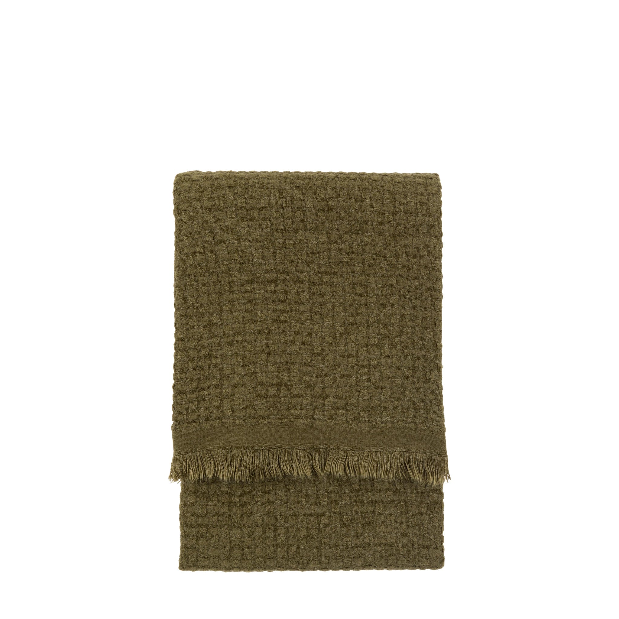 Aldergrove Soft Touch Waffle Olive Green Throw