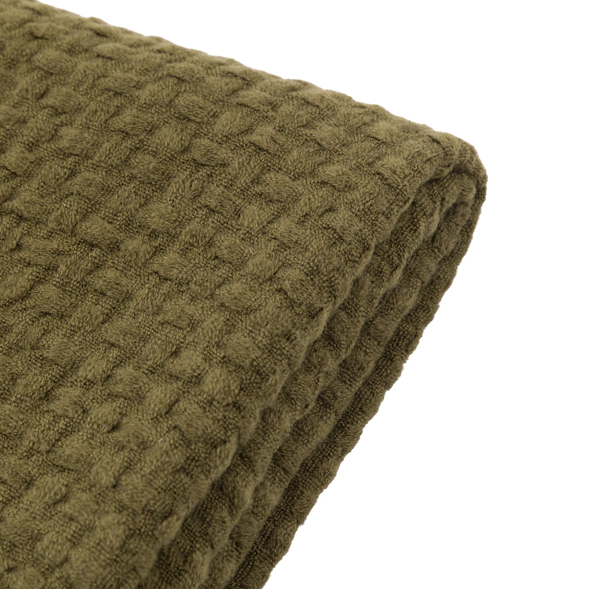 Aldergrove Soft Touch Waffle Olive Green Throw