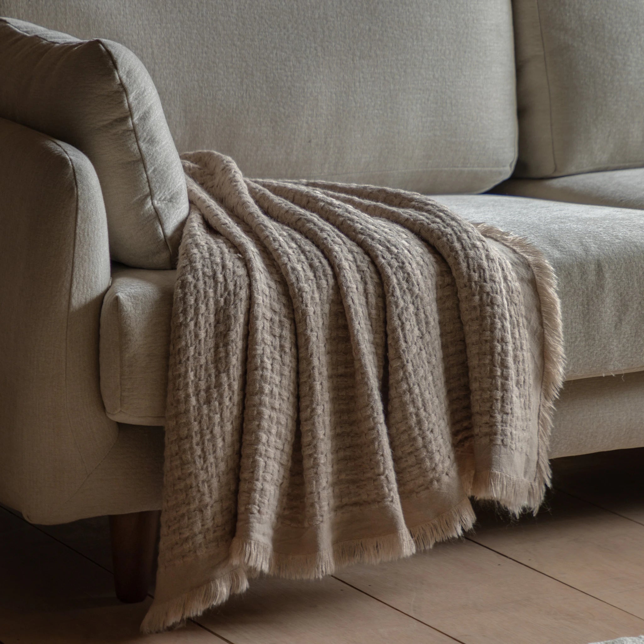 Aldergrove Soft Touch Waffle Natural Throw